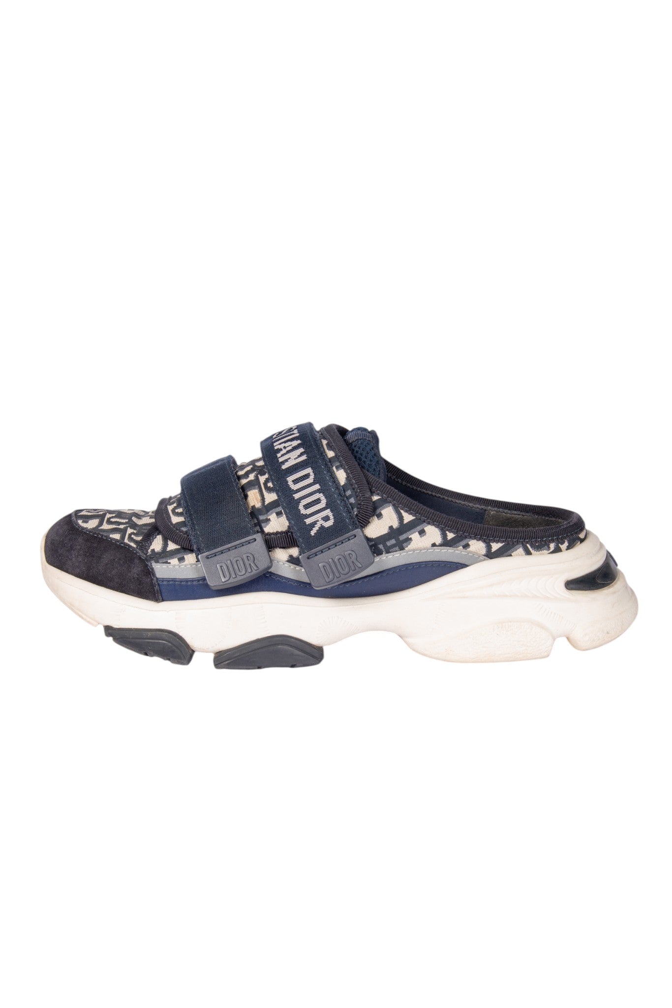 DIOR Blue Technical Fabric D-Wander Slides Size 37