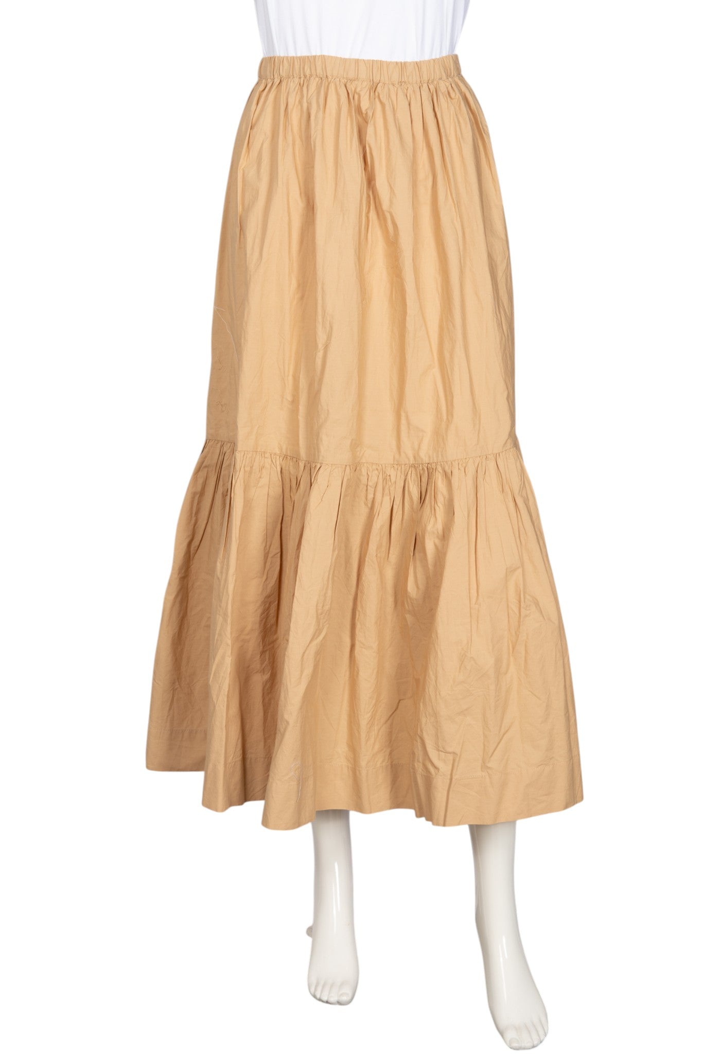 GANNI Brown Tiered Ruffled Maxi Skirt Size S