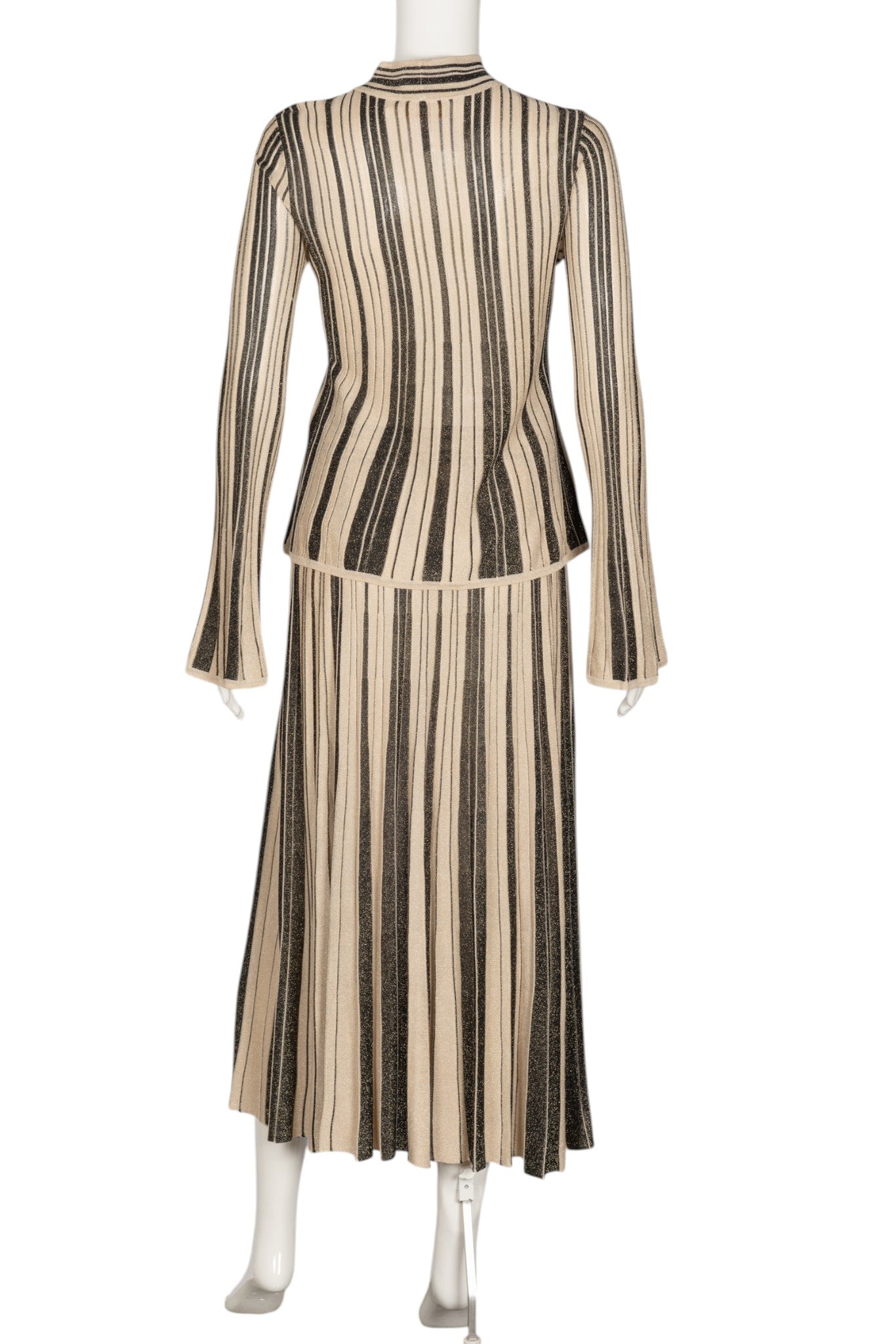 ZIMMERMANN Gold Metallic Knit Top and Skirt Set Size M