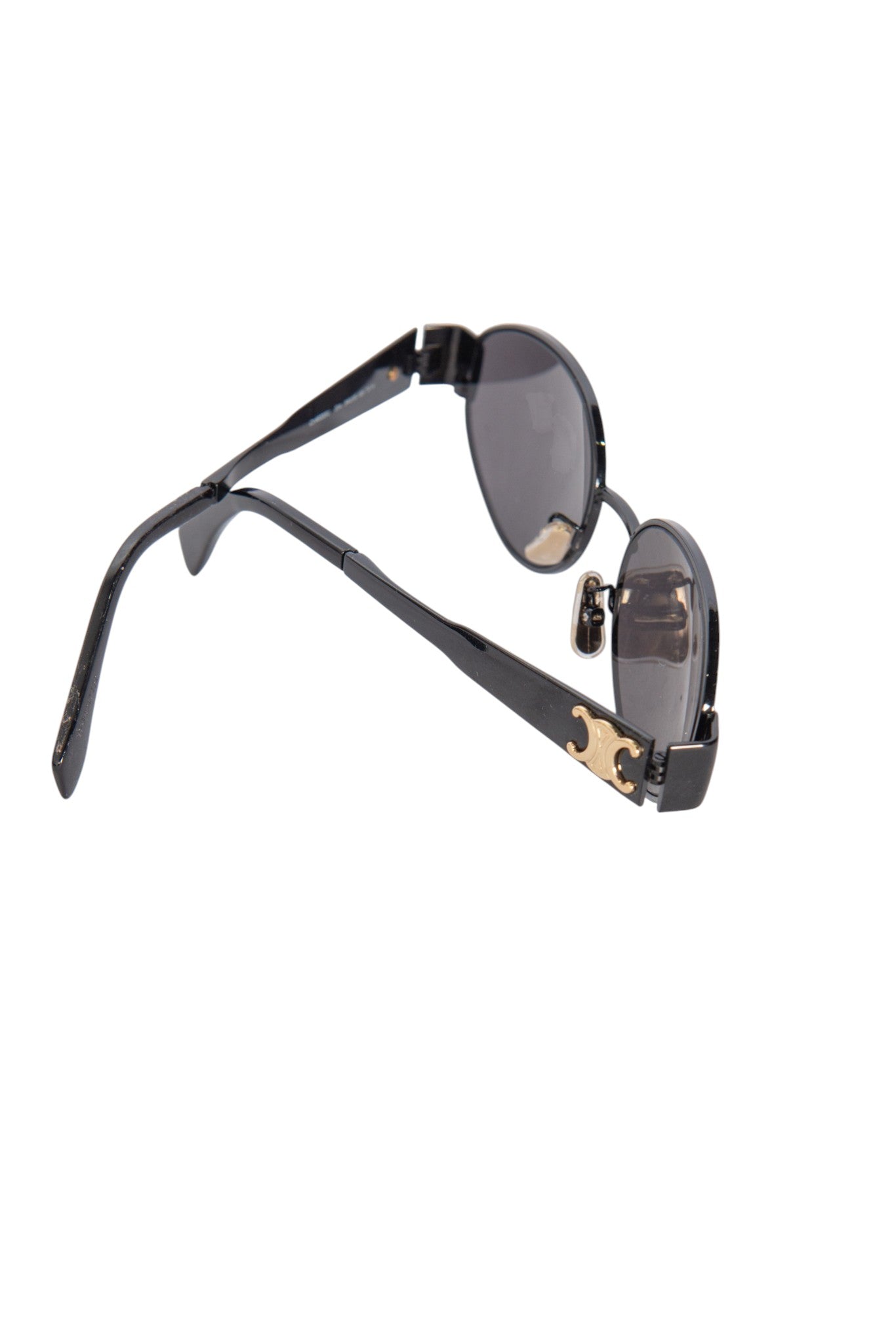 CELINE Triomphe Metal Oval Sunglasses with Black Lenses