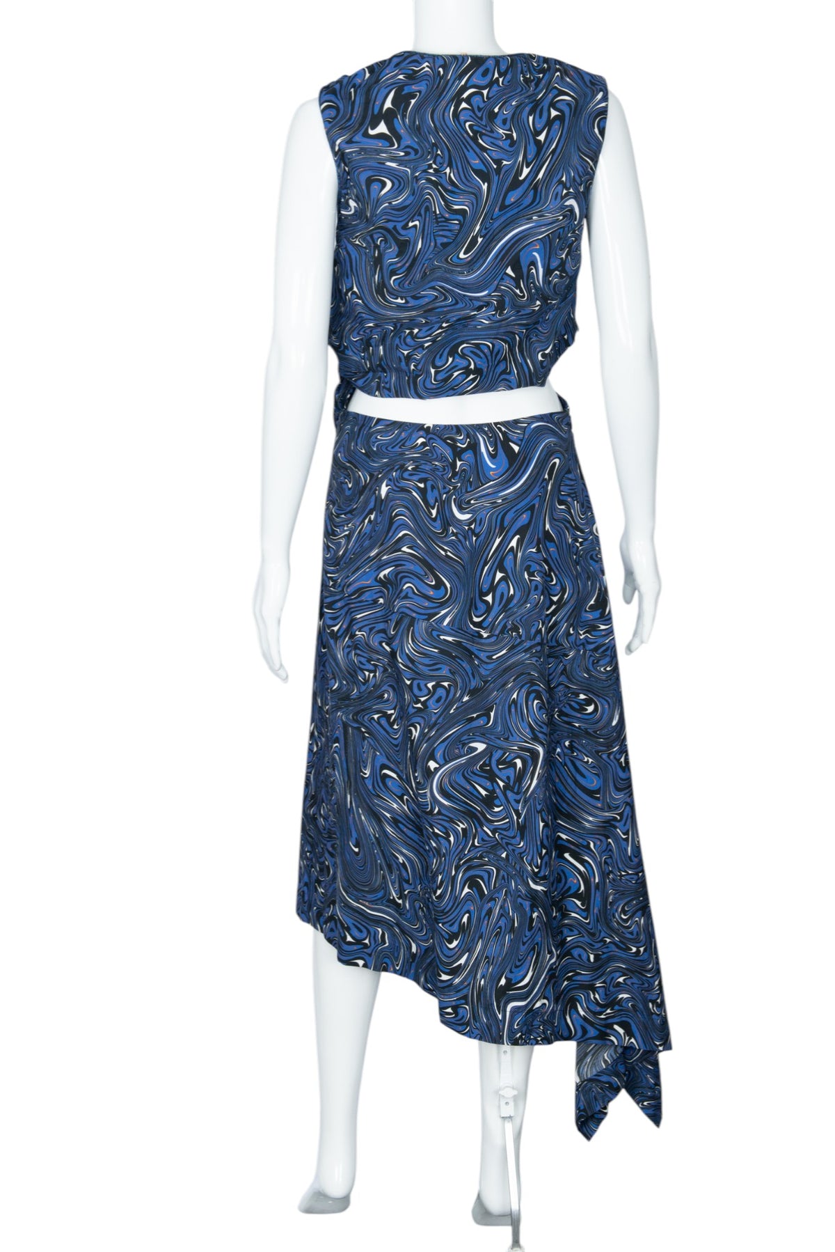 SPORT MAX Blue Cotton Sleeveless Asymmetric Skirt Set Size 6
