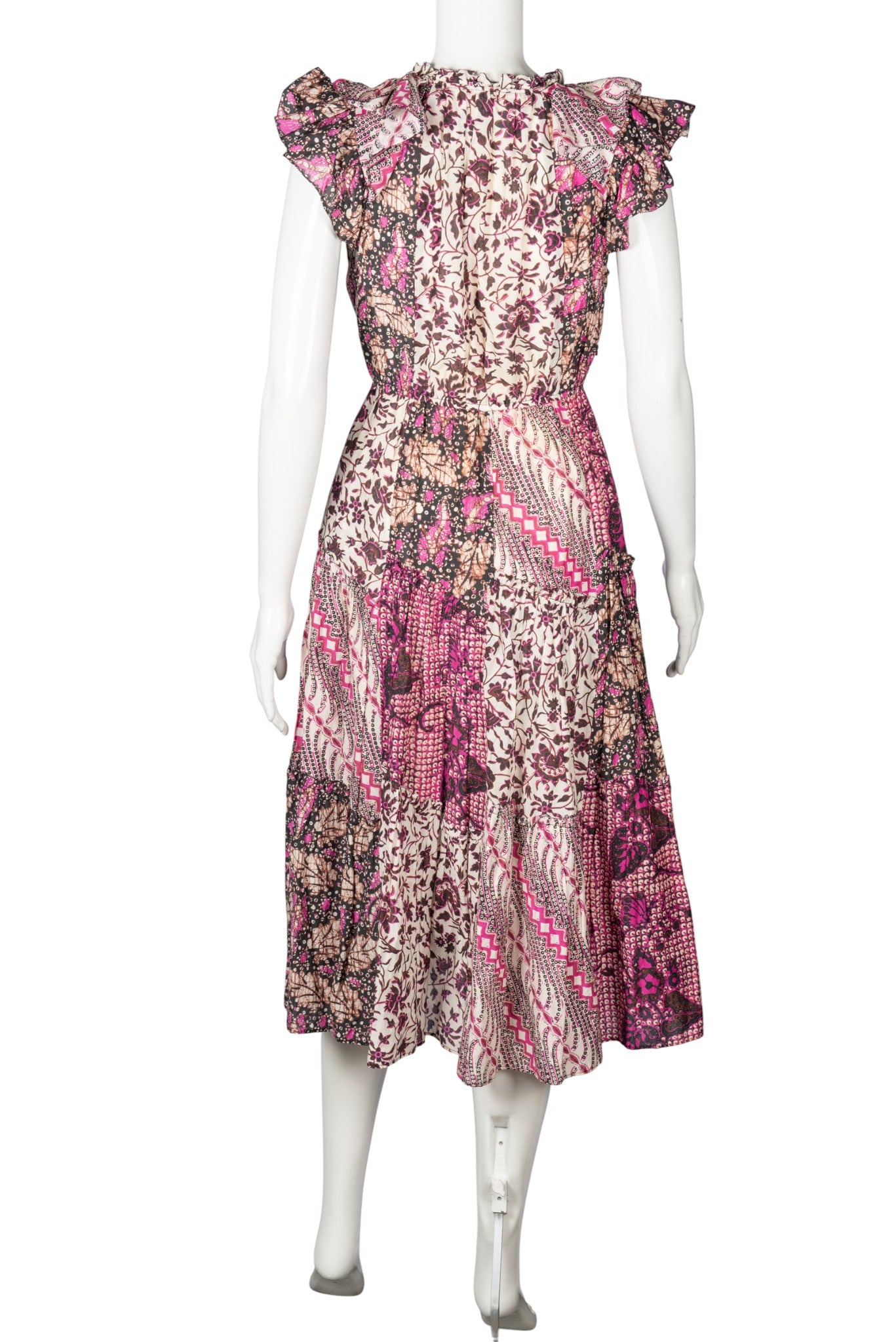 ULLA JOHNSON Pink Floral Printed Midi Dress Size XS