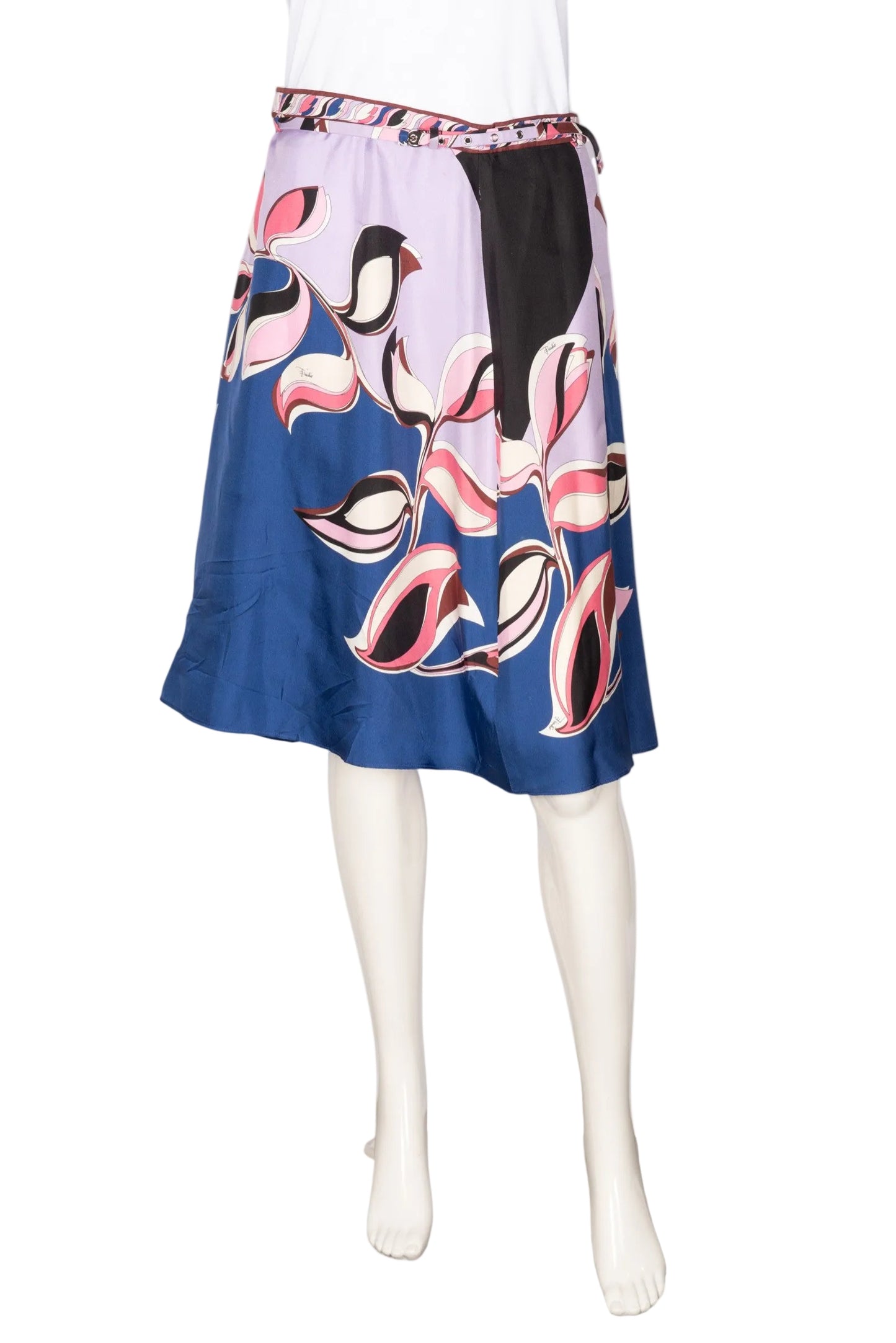 EMILIO PUCCI Purple Floral Print Midi Skirt Size L