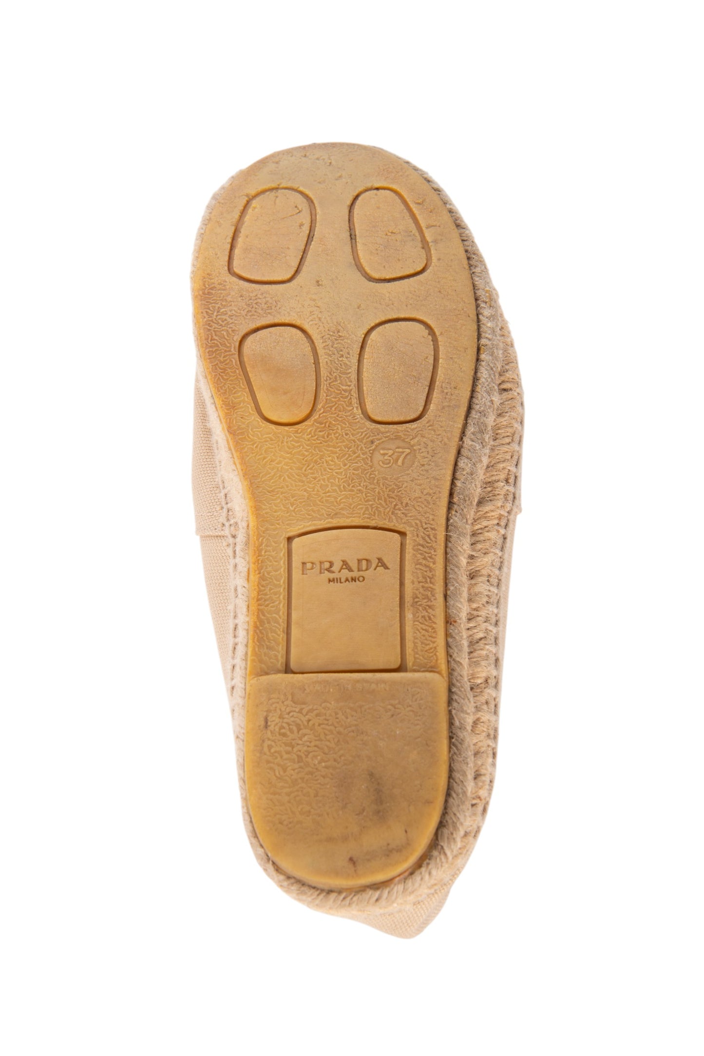 PRADA Beige Canvas Logo Espadrilles Size 37
