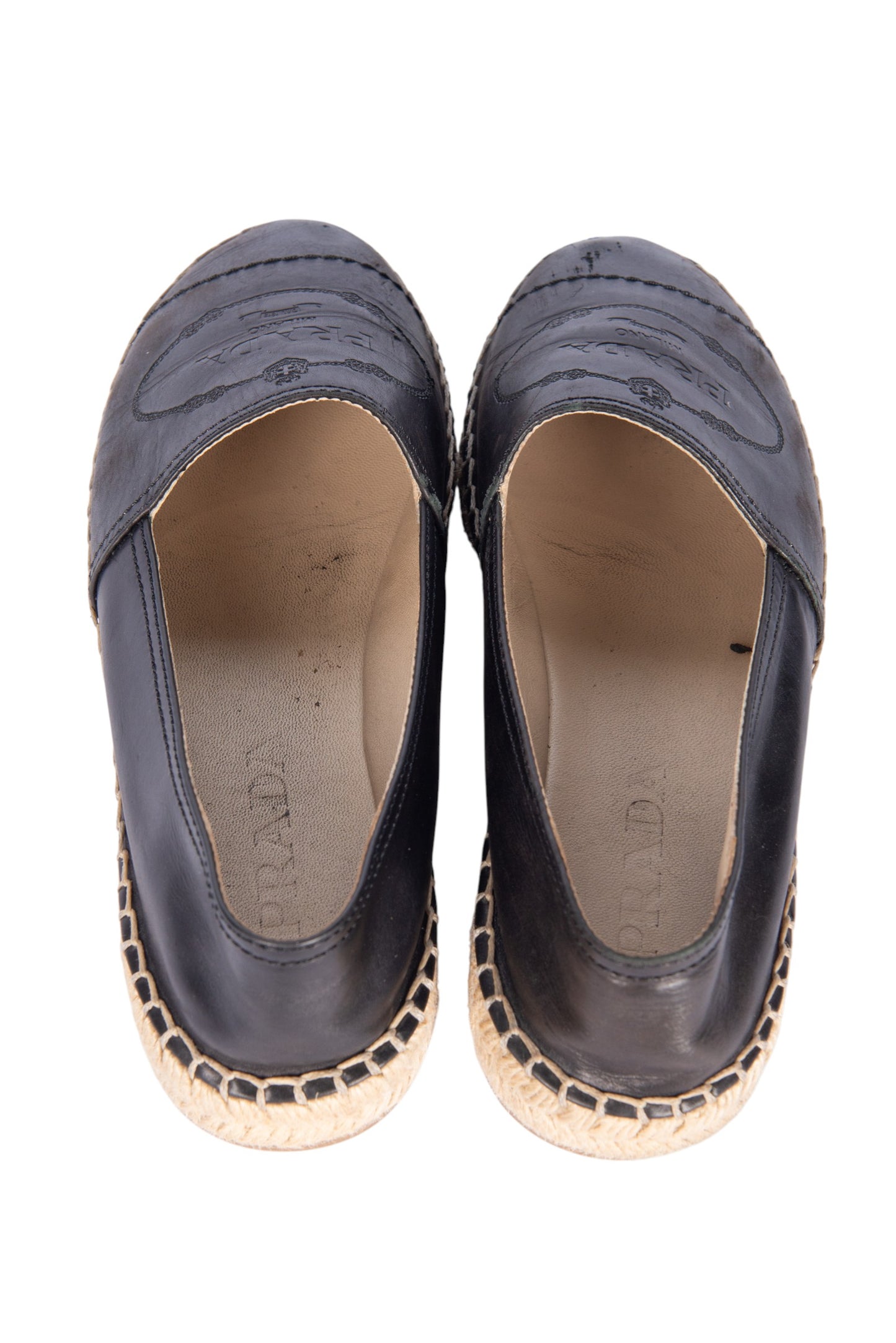PRADA Black Leather Espadrilles Size 37
