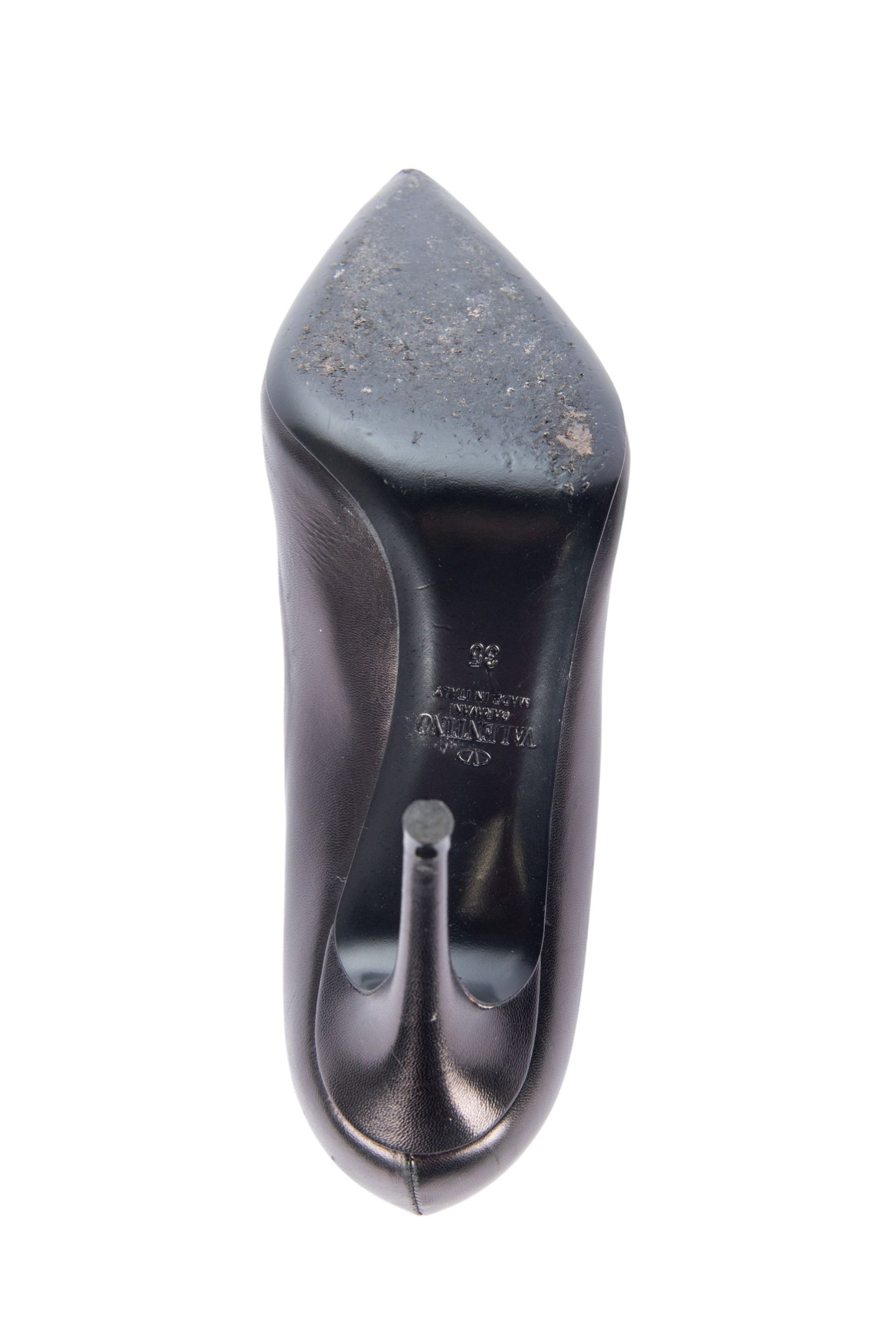 VALENTINO Black Leather Rockstud Pointed Heels Size 35