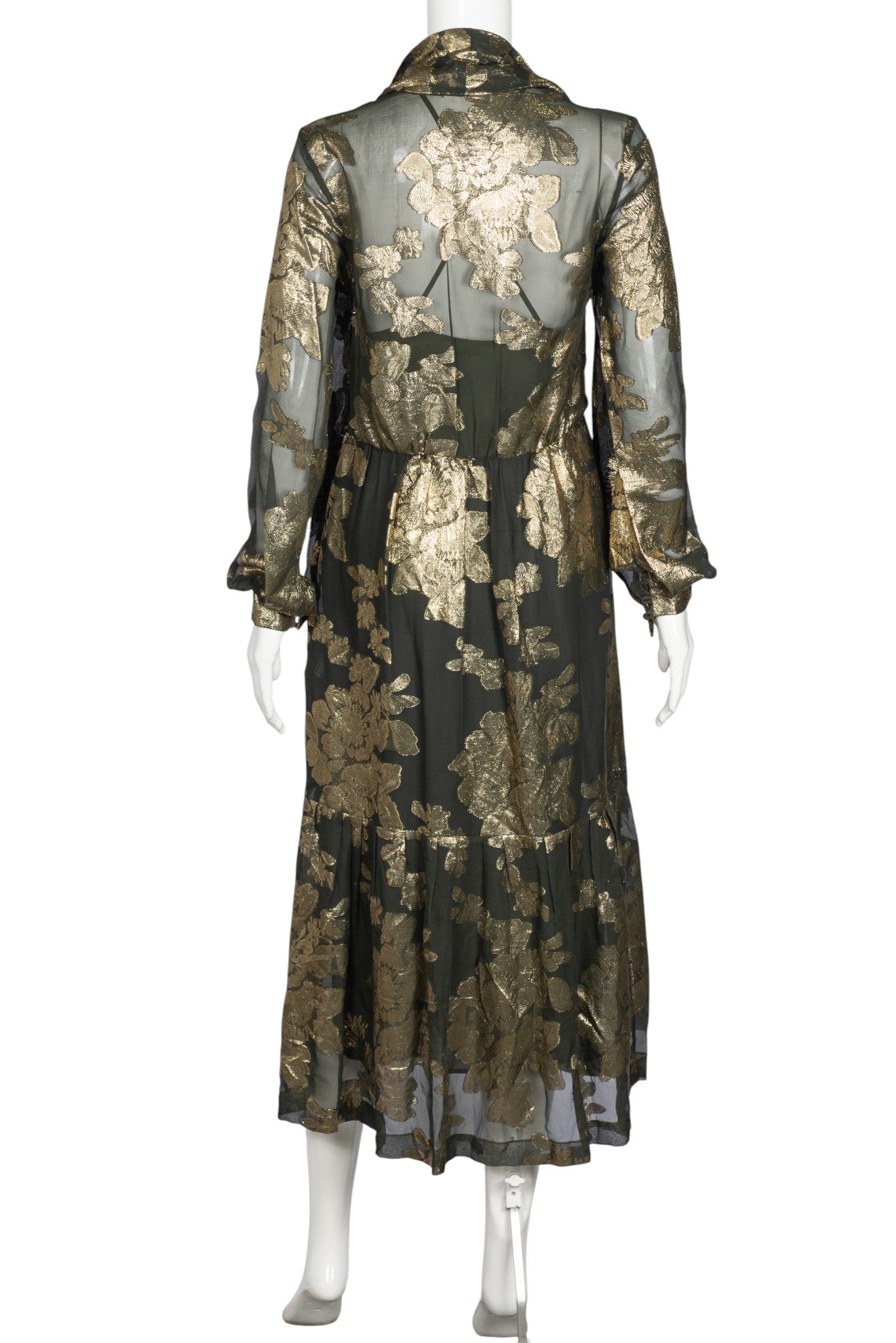 SAINT LAURENT Green Silk Midi Dress Size M