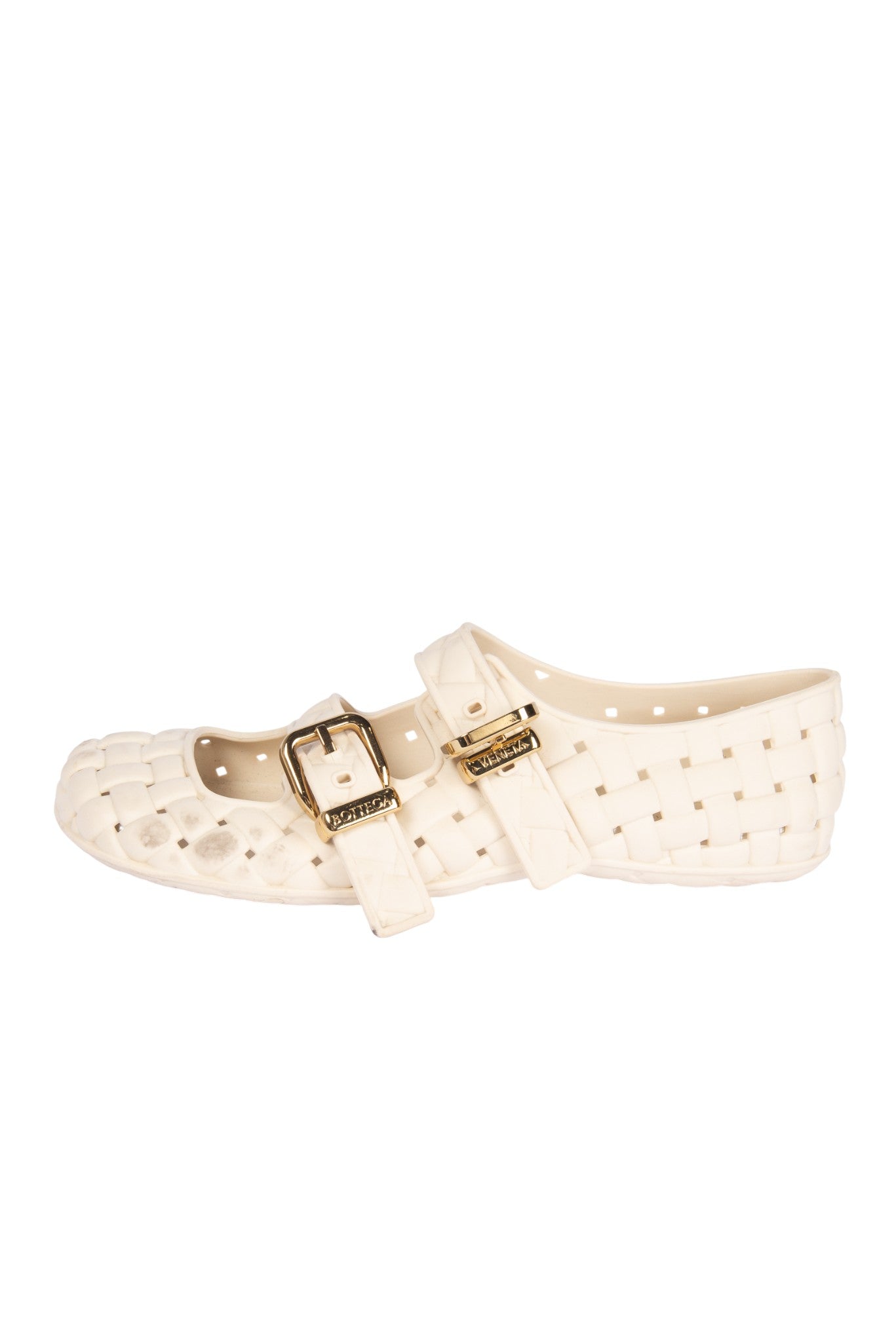 BOTTEGA VENETA Off White Rubber Mary Jane Flats Size 37