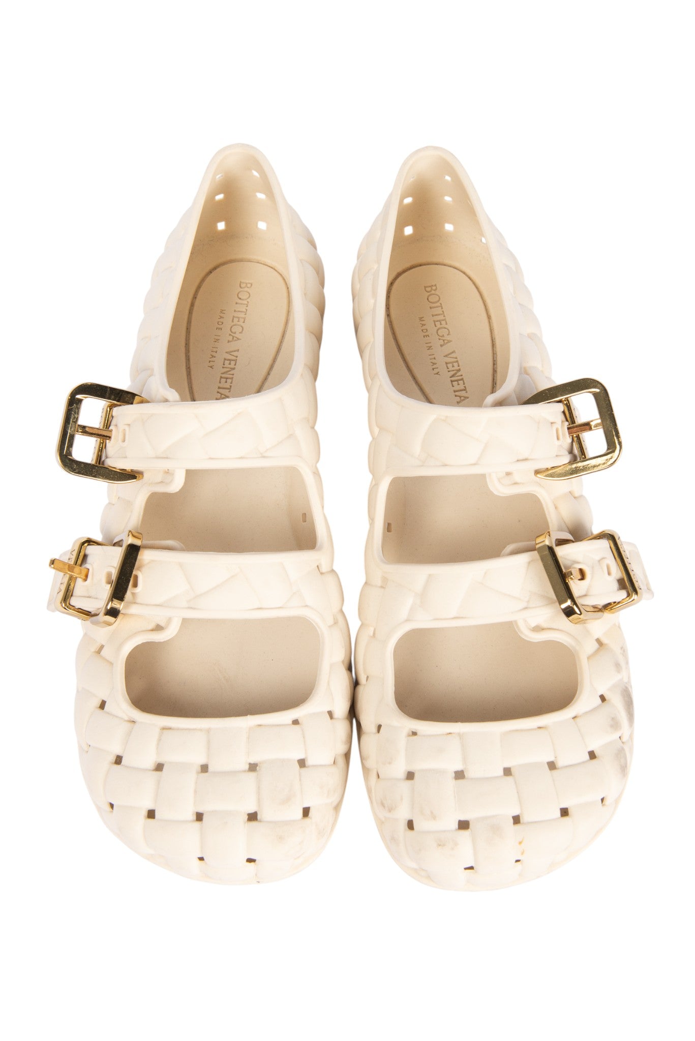 BOTTEGA VENETA Off White Rubber Mary Jane Flats Size 37