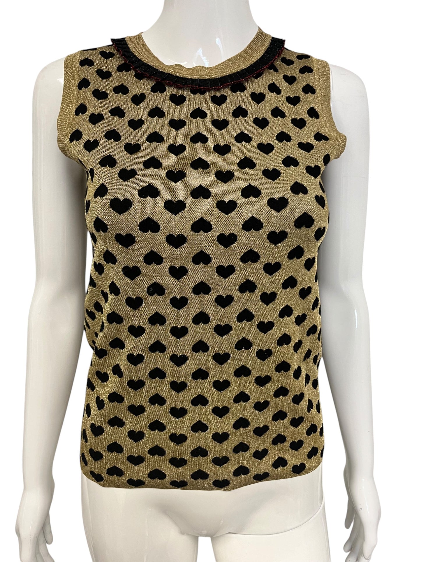 GUCCI Black Gold Knit Heart Cardigan Sweater Set Size S