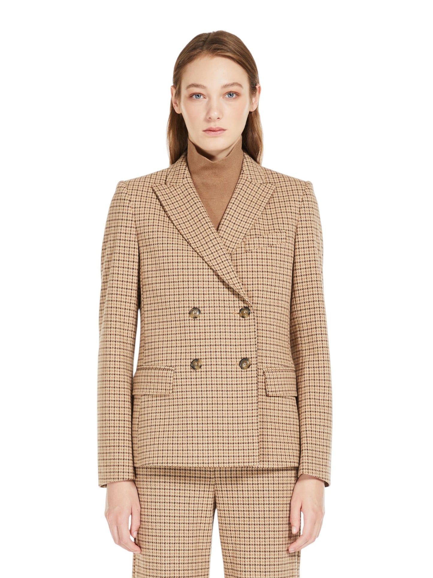 WEEKEND MAXMARA Brown Double-Breasted Jacquard Blazer Size M