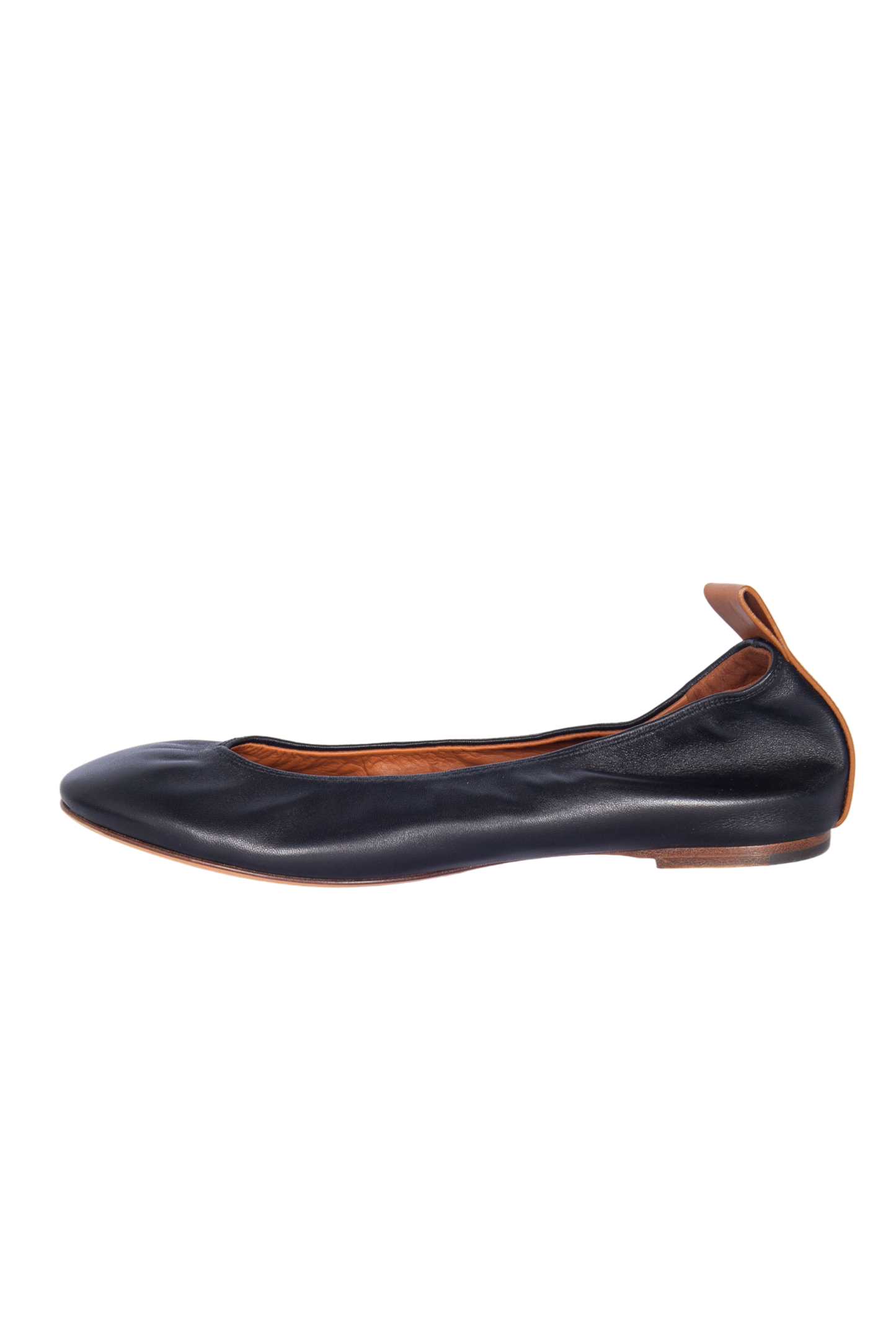 LANVIN Black Leather Ballerina Flats Size 39