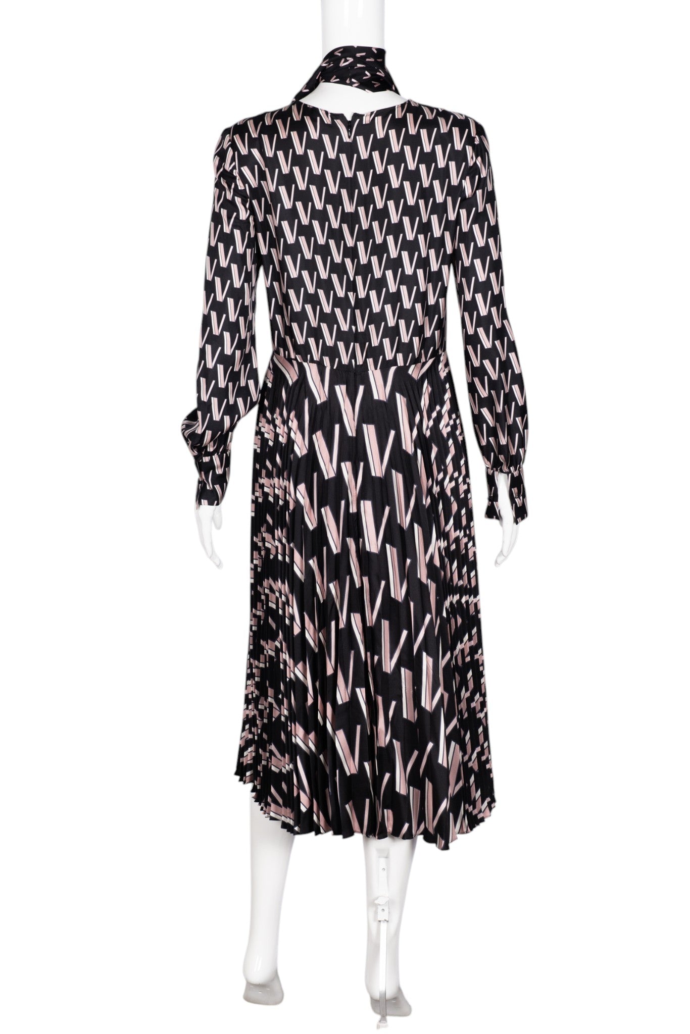VALENTINO Black VLogo Printed Midi Dress Size M