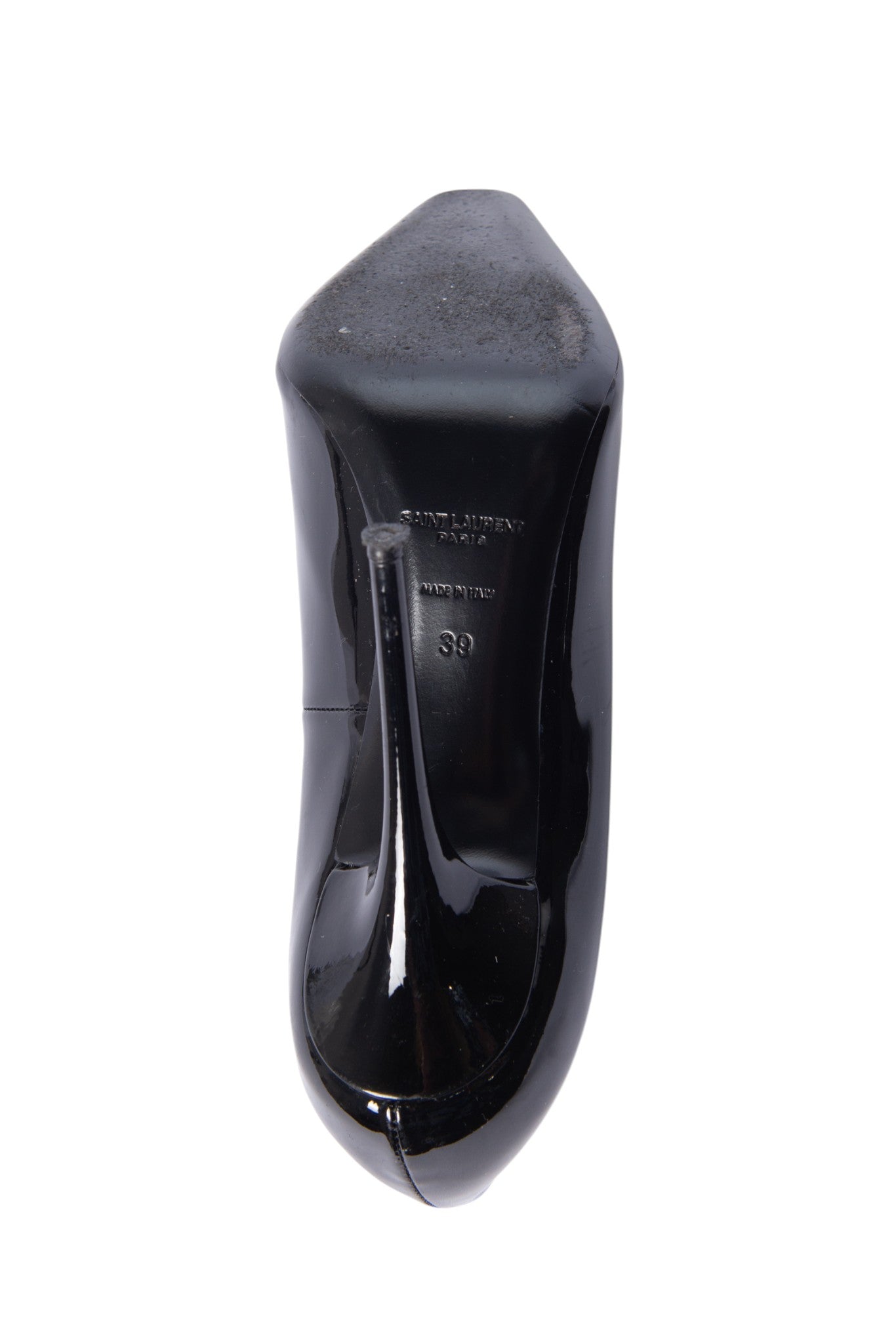 SAINT LAURENT Black Blade Patent Leather Pumps Size 39