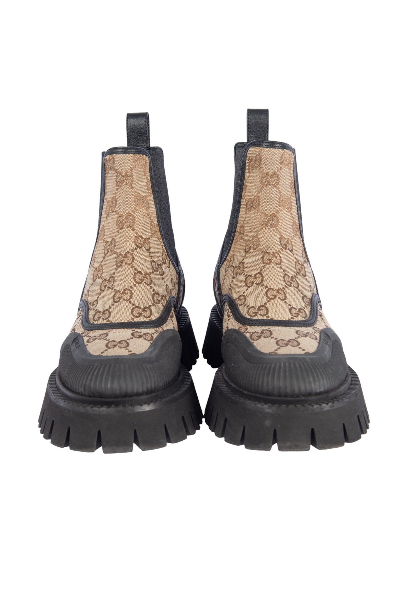 GUCCI Brown GG Canvas Booties Size 37