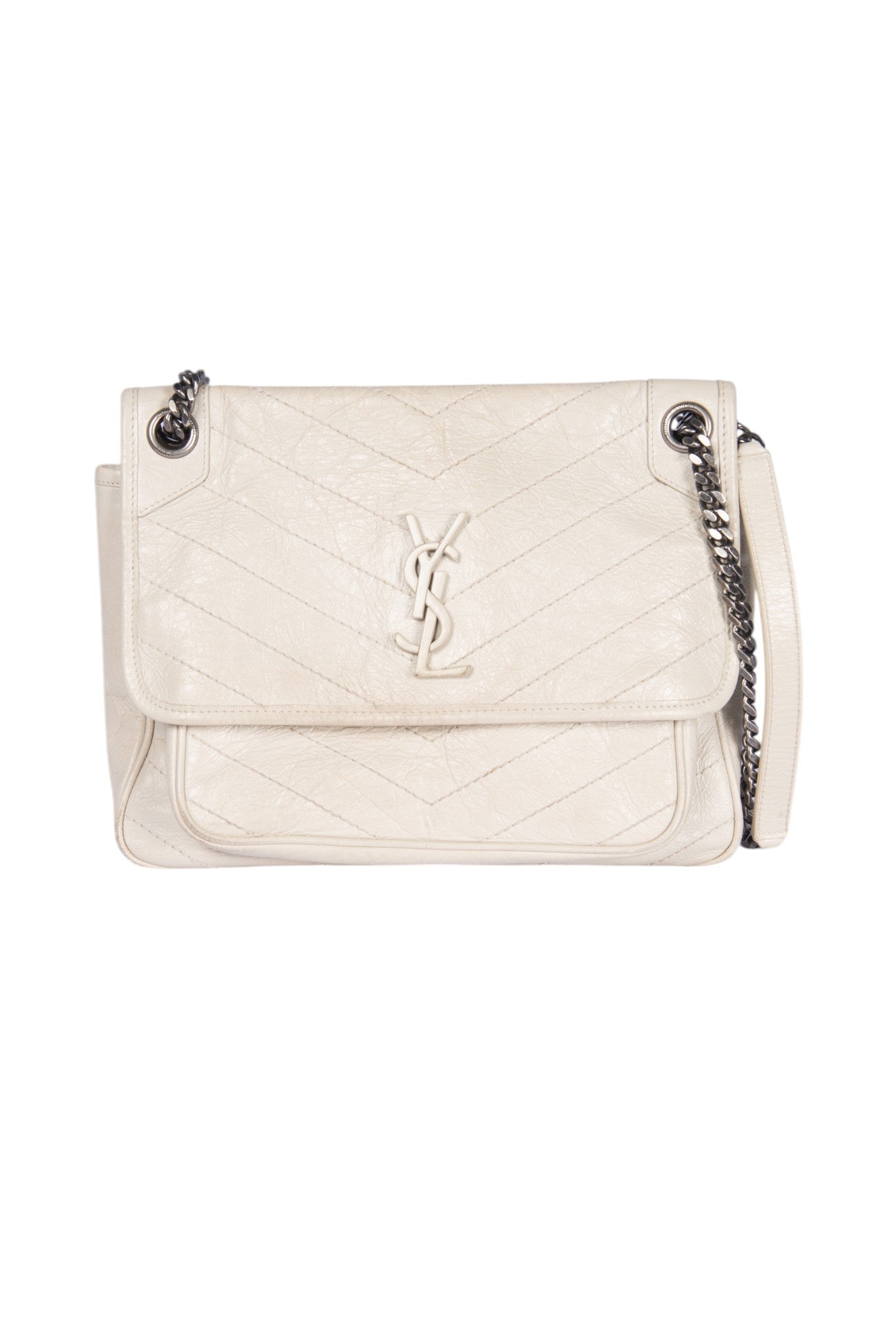 Yves Saint Laurent White Quilted Leather Crossbody Bag