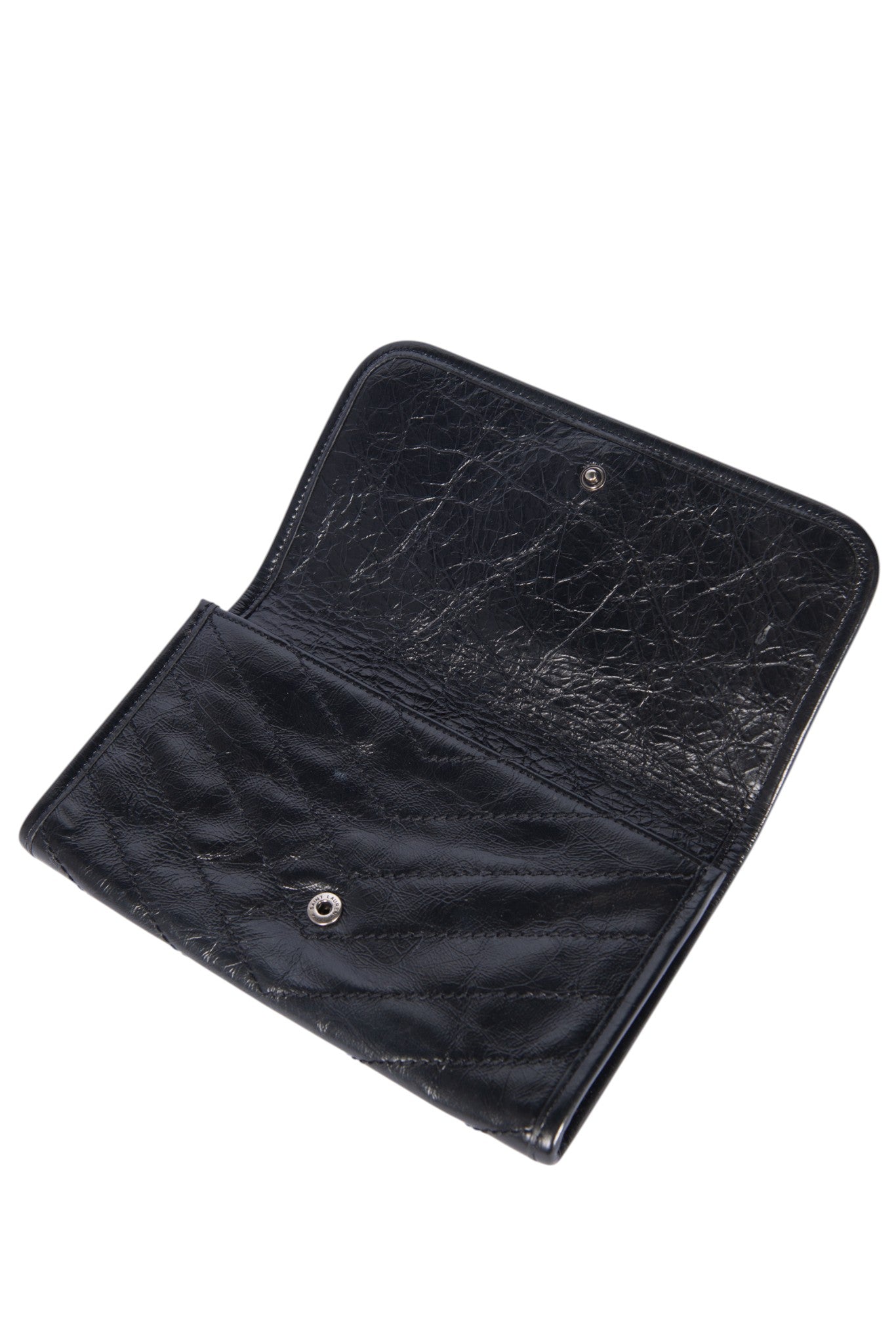 SAINT LAURENT Black Leather Clutch Wallet