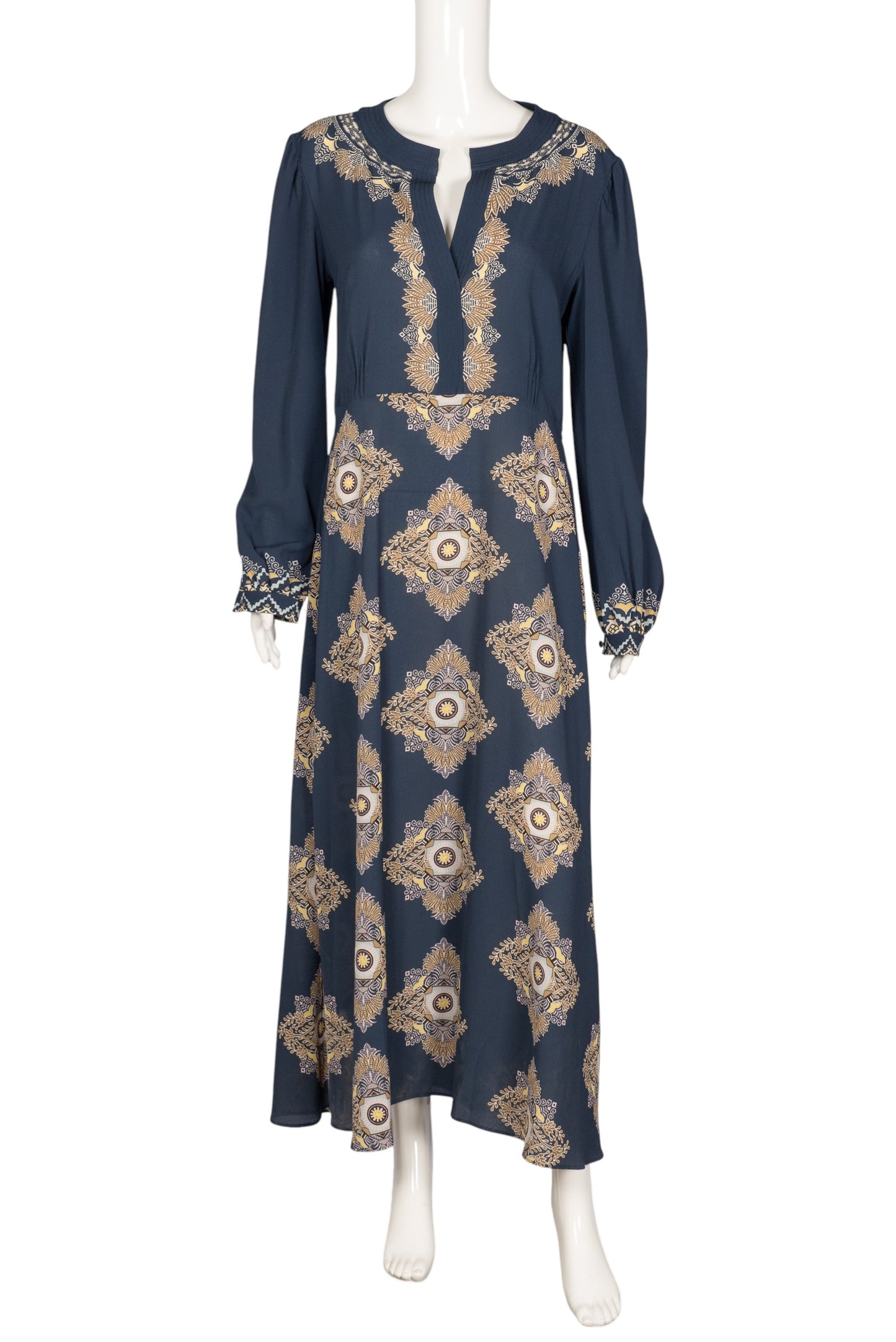 ETRO Navy Blue Printed Midi Dress Size L