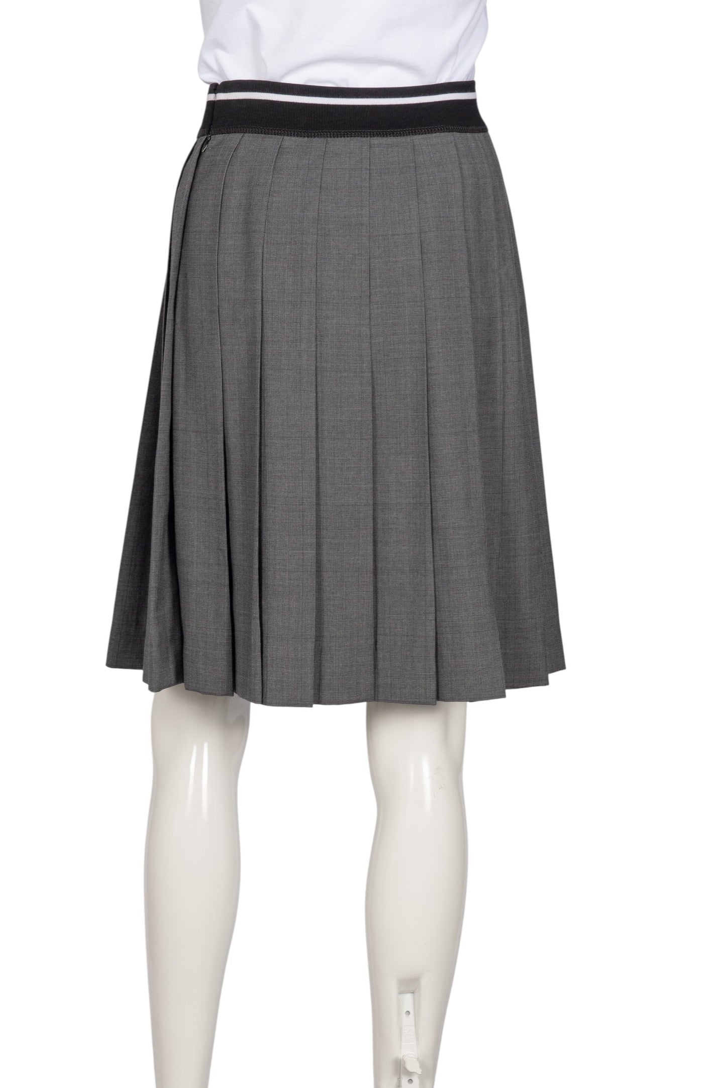 MIU MIU Gray Pleated Mini Skirt with Elastic Waistband Size XS