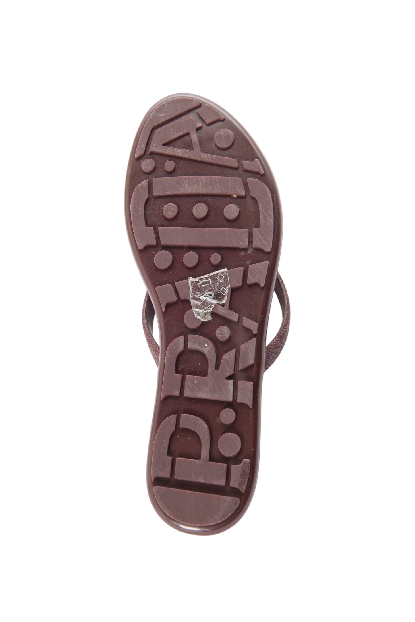 PRADA Burgundy Rubber Triangle Logo Slip-On Sandals Size 41