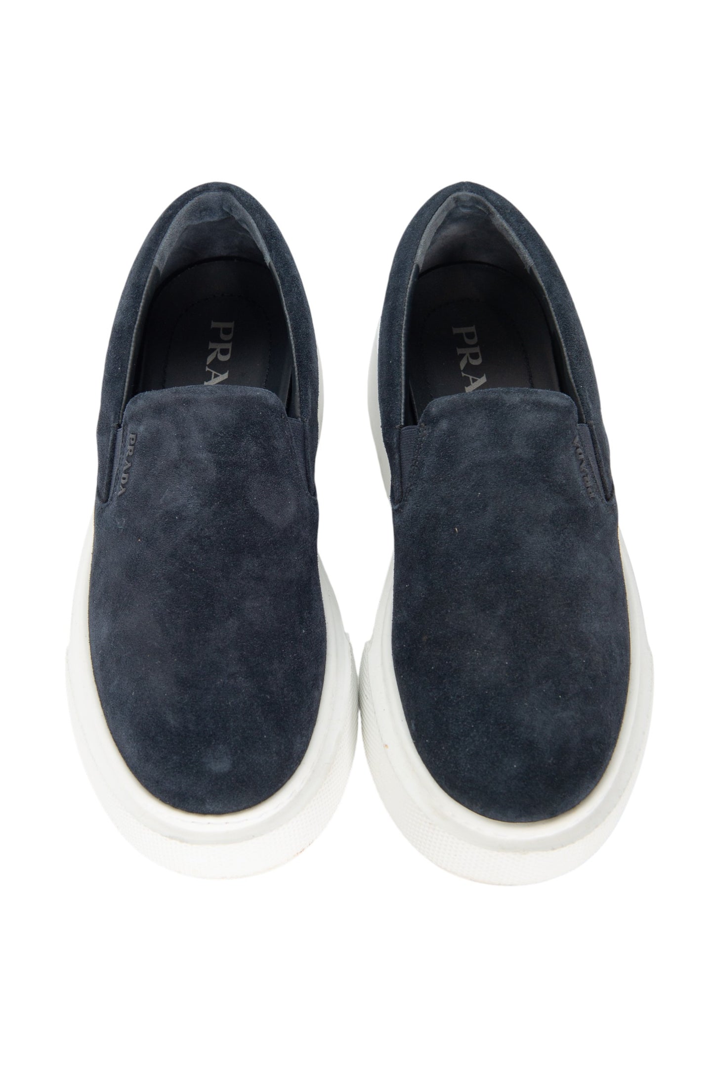 PRADA Blue Suede Slip-On Platform Sneakers Size 39