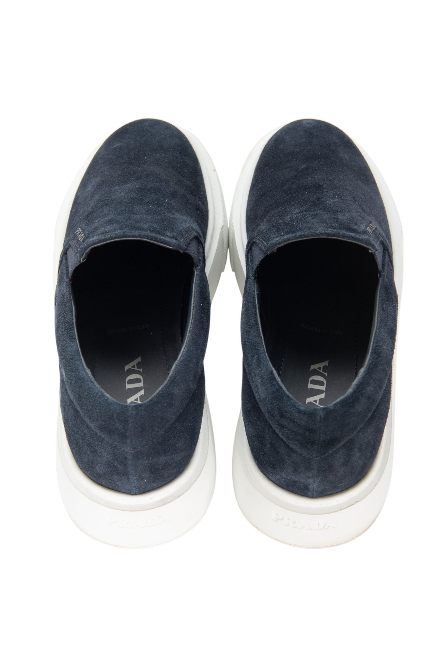 PRADA Blue Suede Slip-On Platform Sneakers Size 39