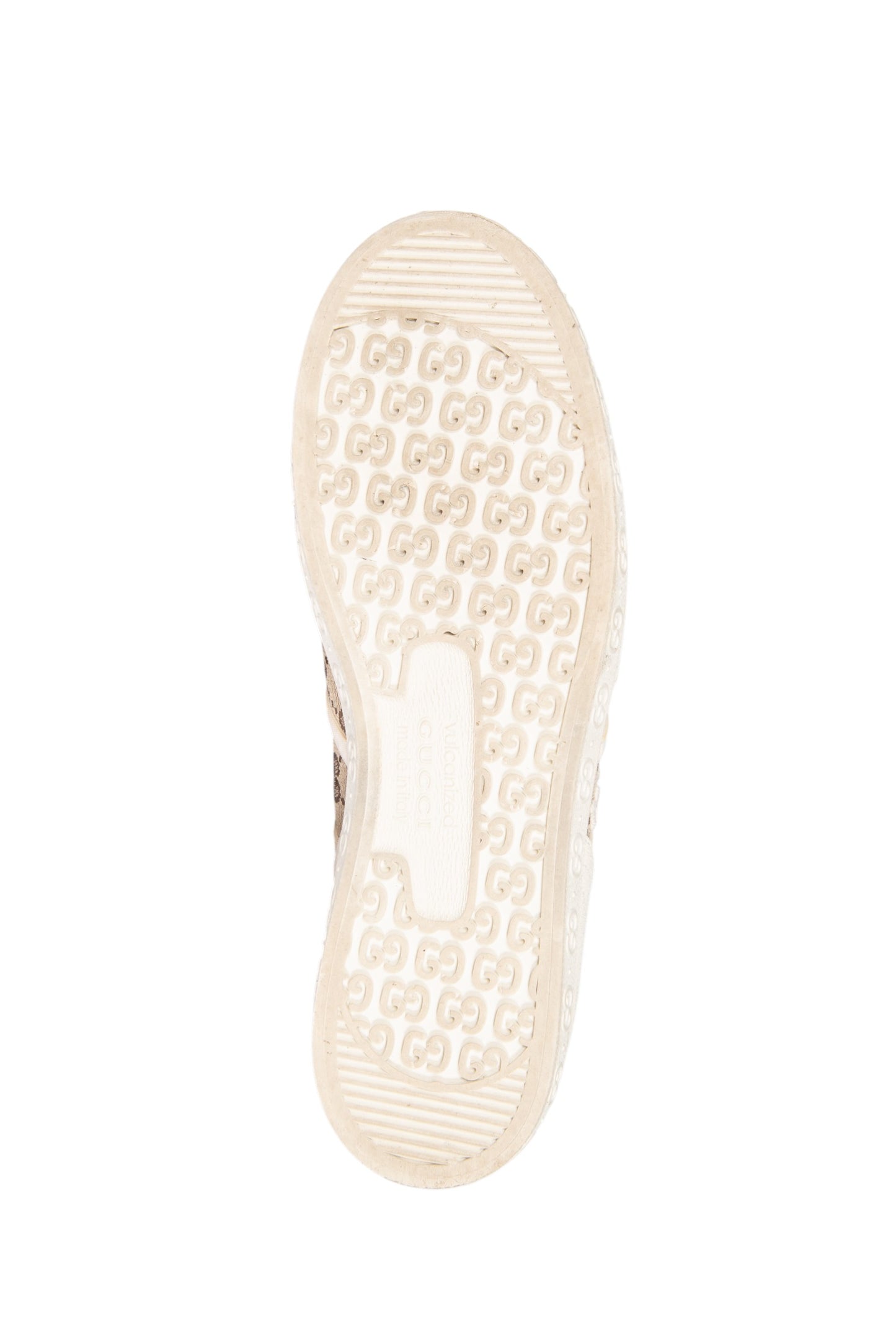 GUCCI White GG Canvas Brown Logo Sneakers Size 38