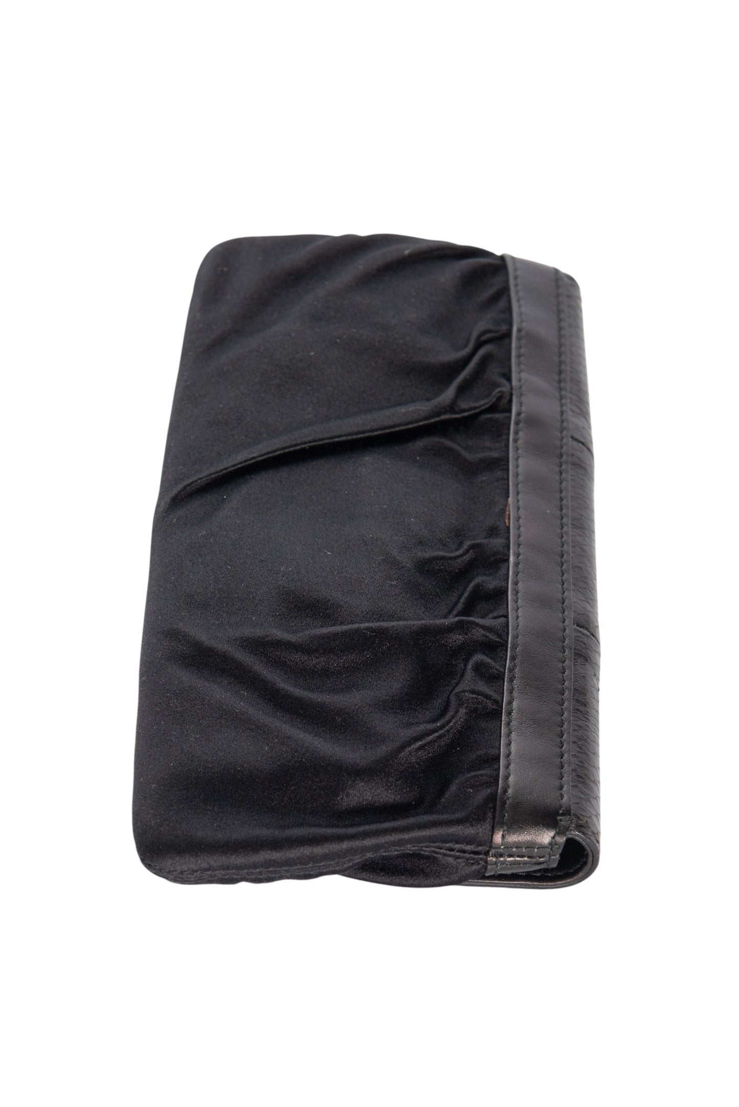 GUCCI Black Snakeskin and Satin Bamboo Clutch Bag