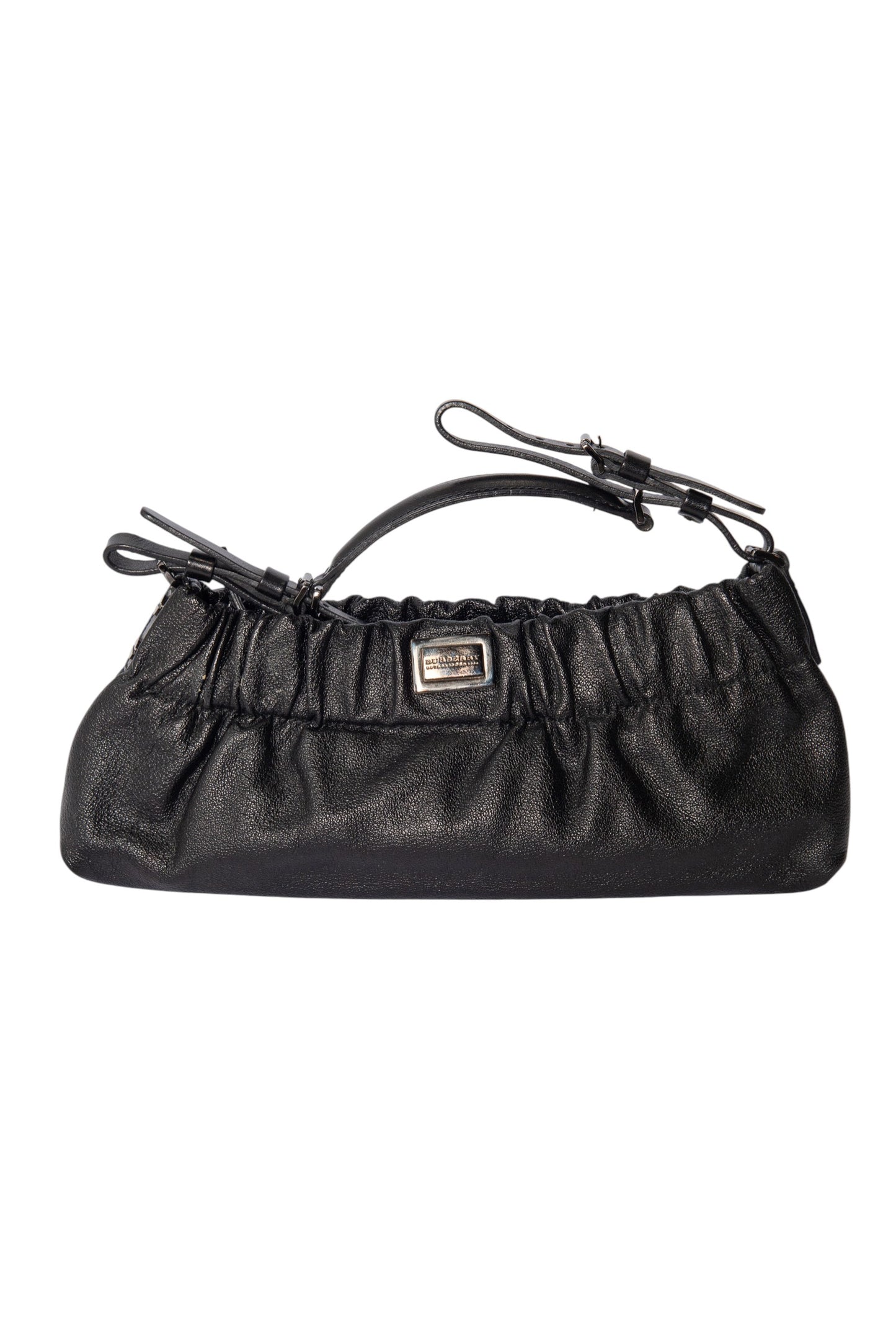 BURBERRY Black Leather Clamshell Shoulder Bag