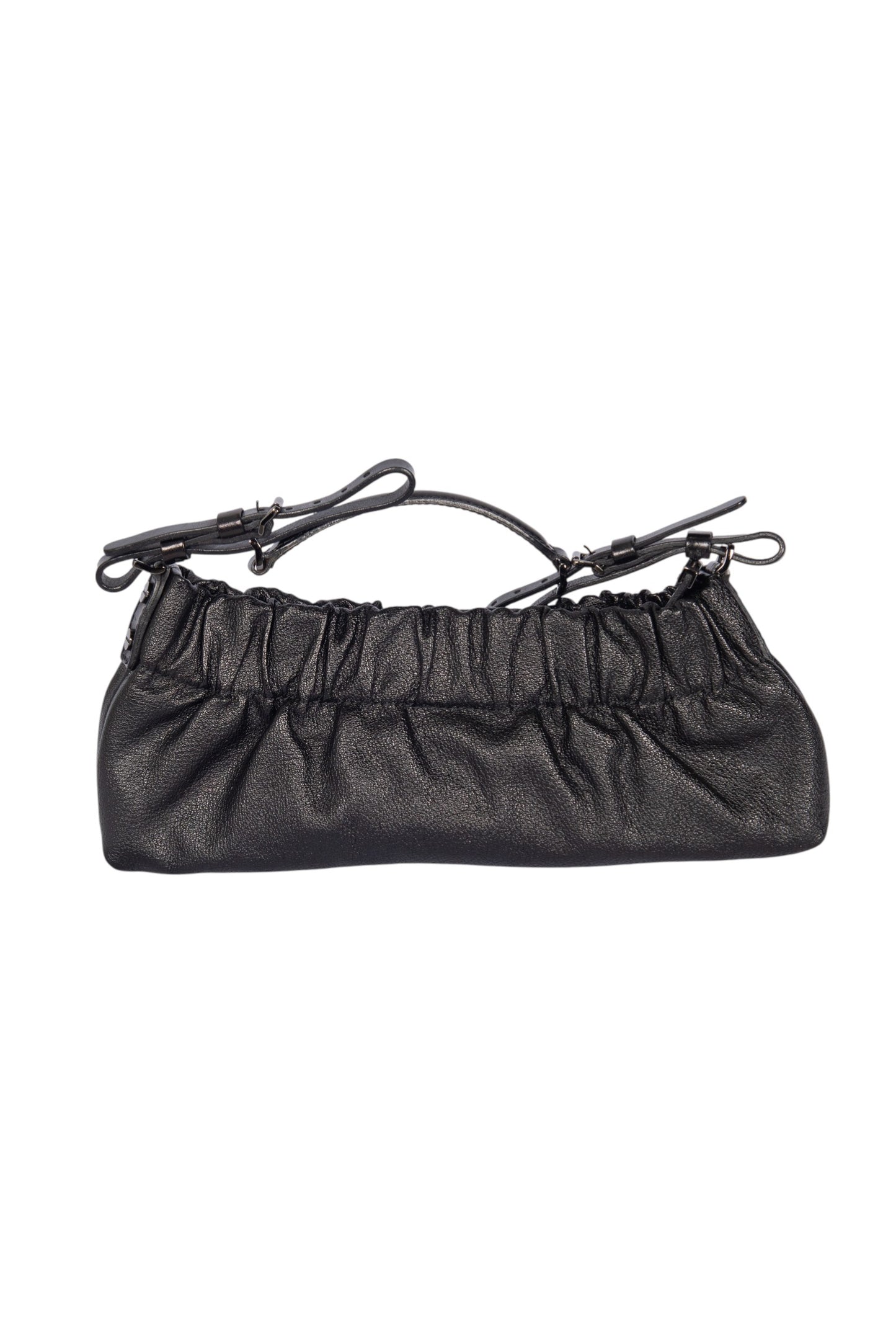 BURBERRY Black Leather Clamshell Shoulder Bag
