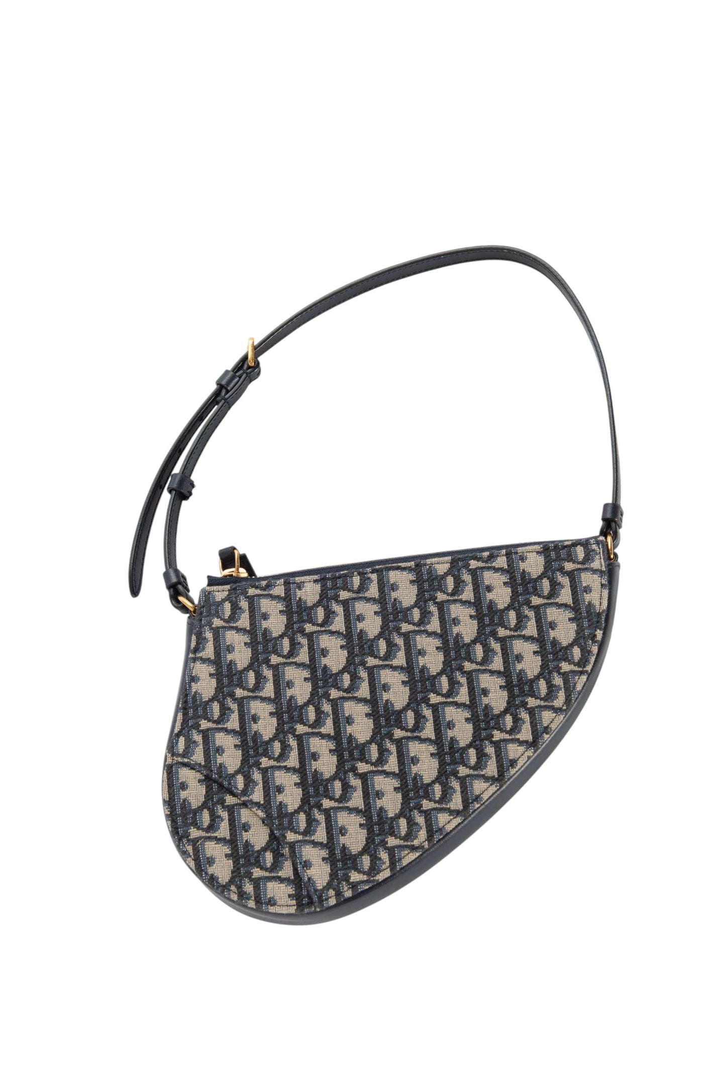 CHRISTIAN DIOR Blue Canvas Logo Saddle Shoulder Pouch