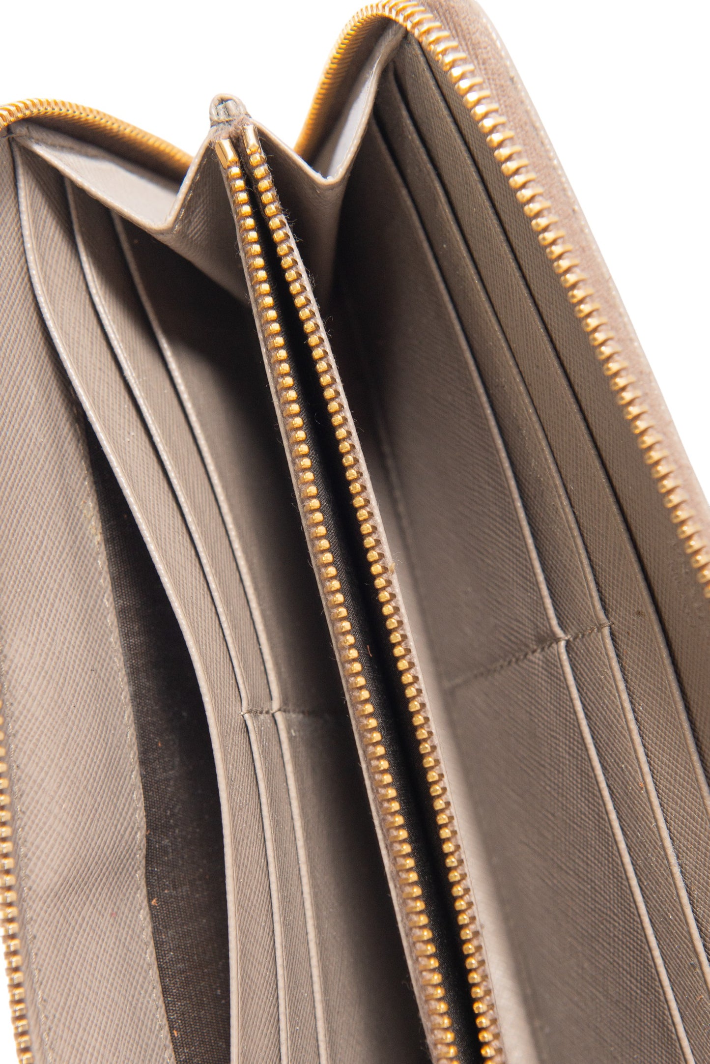 PRADA Beige Saffiano Leather Large Wallet