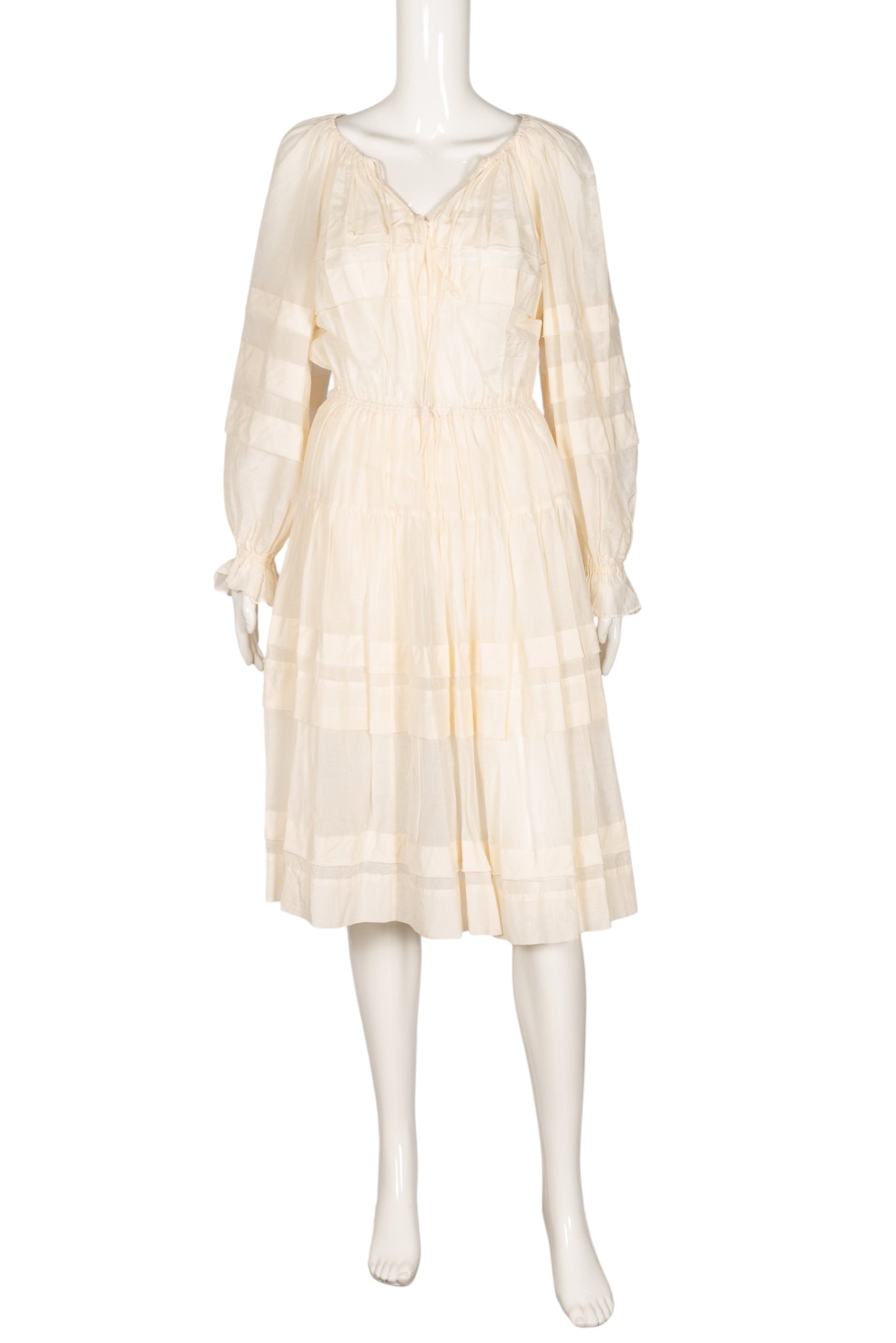 ULLA JOHNSON Ivory Polly Tiered Mini Dress Size S