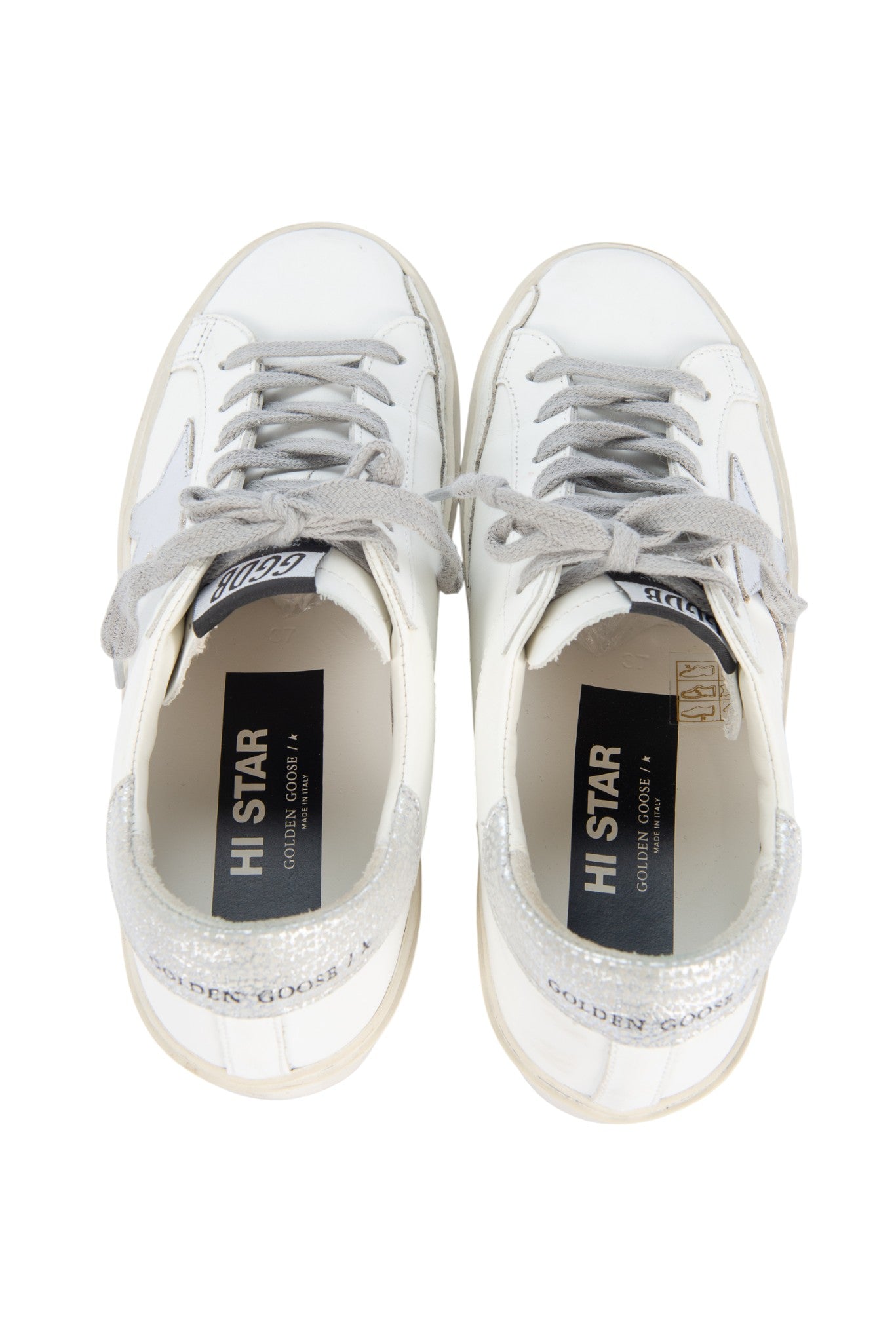 GOLDEN GOOSE Hi Star White Leather Platform Sneakers Size 37