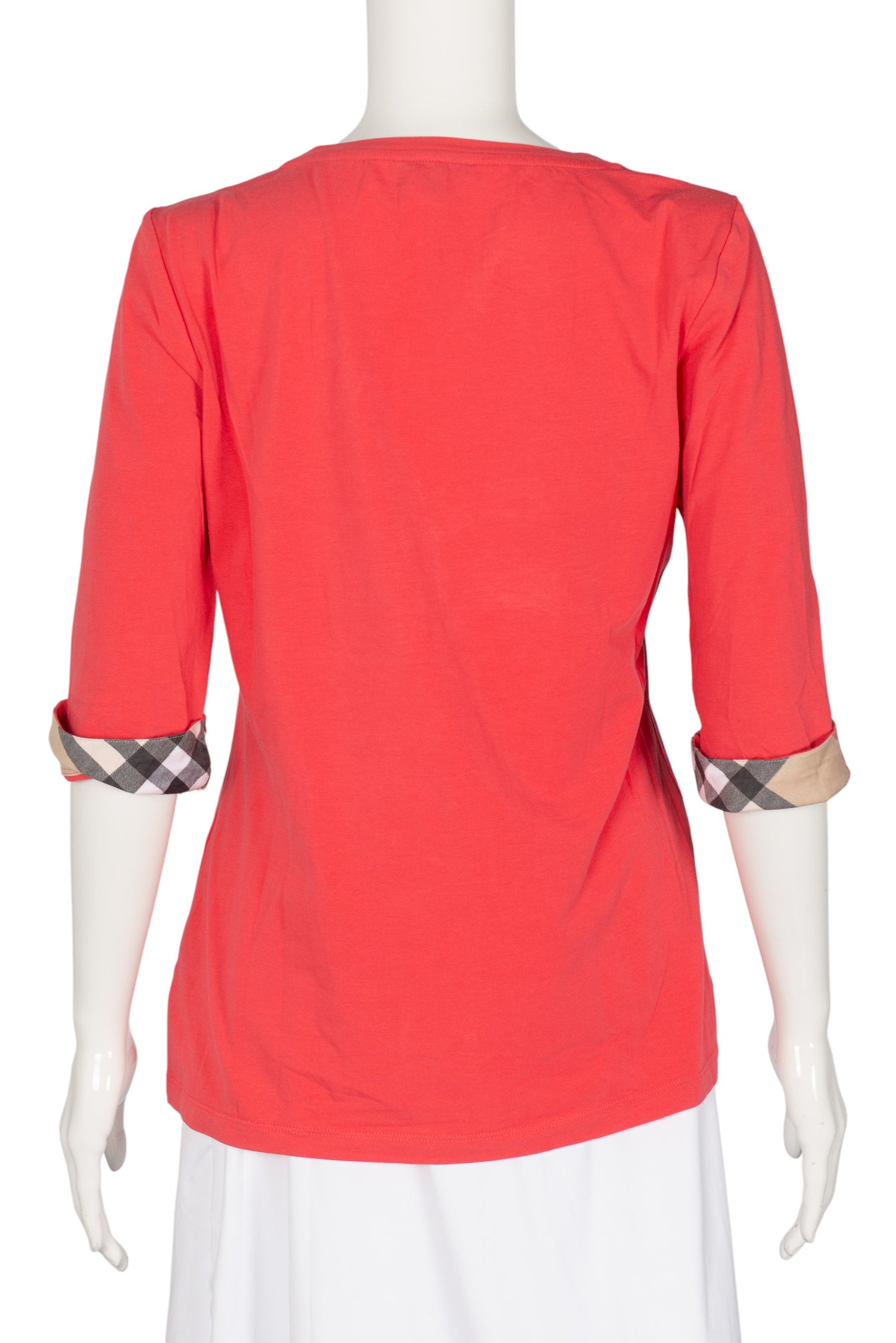 BURBERRY Pink Cotton Quarter Sleeve Blouse Size L