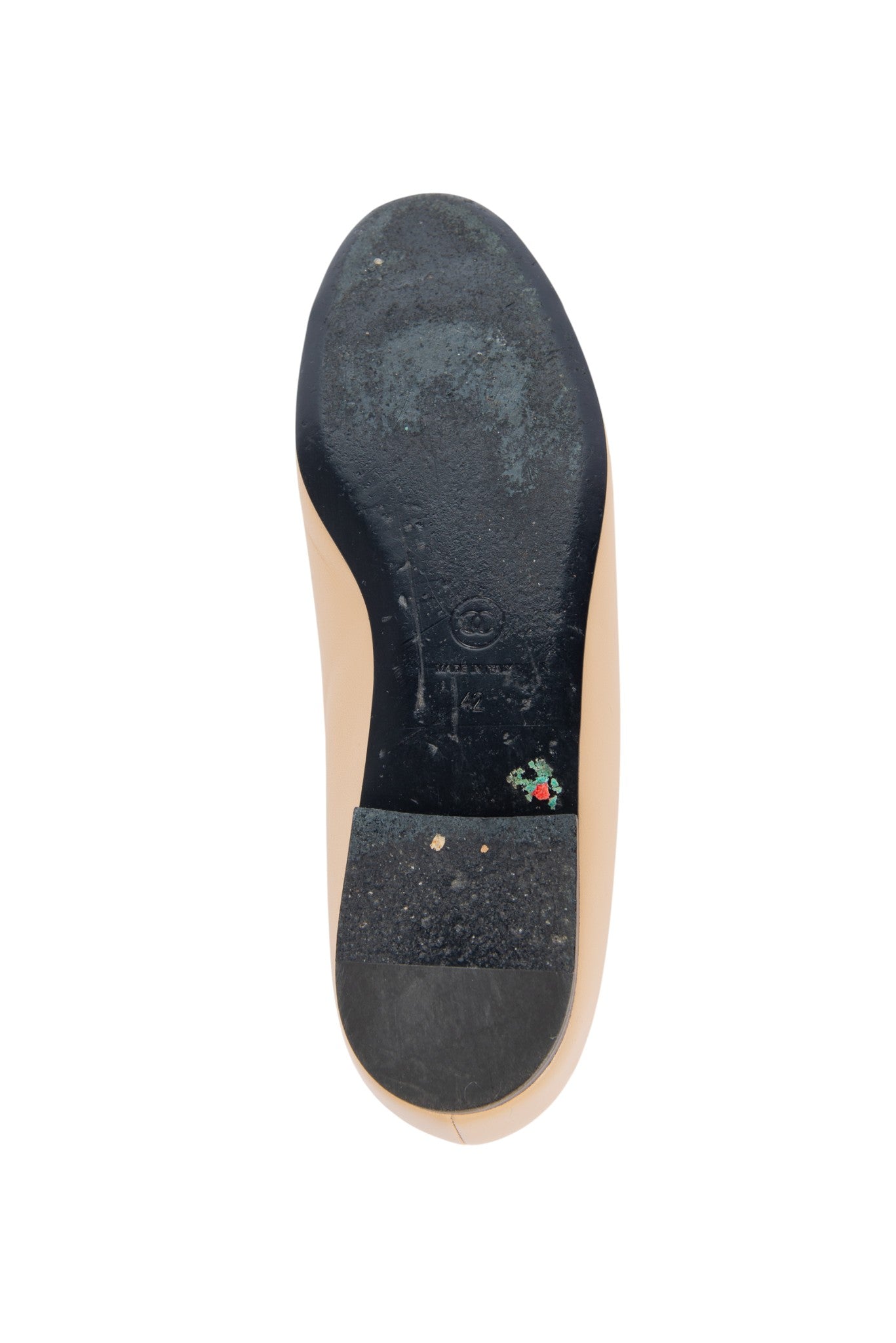 CHANEL Beige Leather Camellia Ballet Flats Size 42