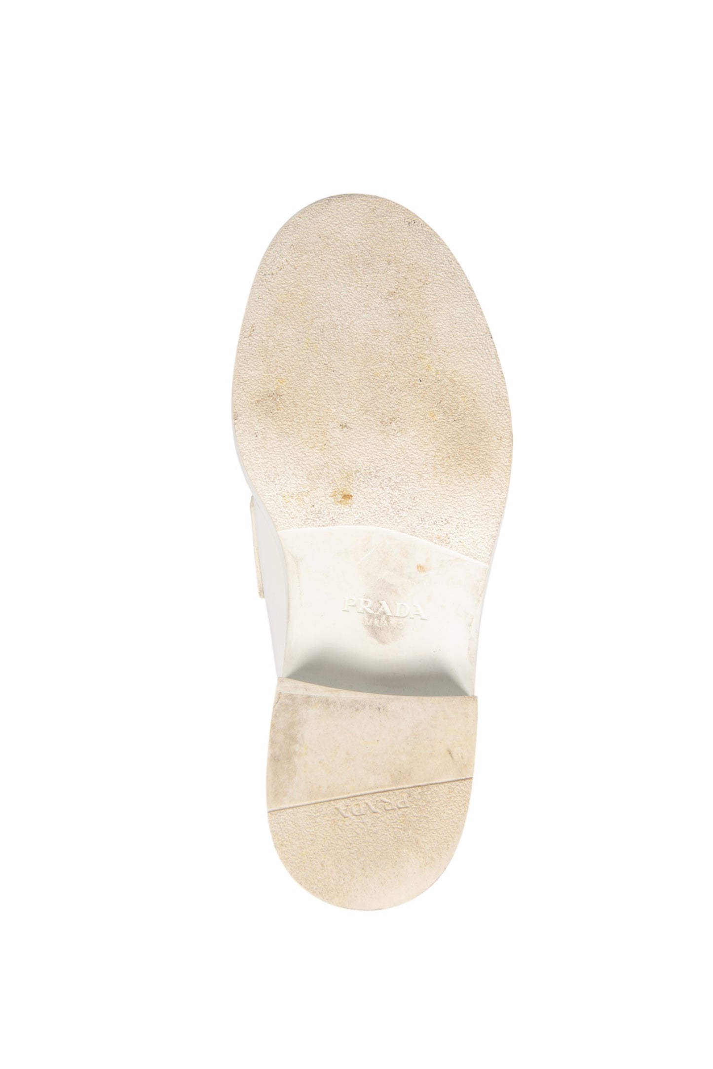 Prada White Leather Mules with Triangle Logo Size 36