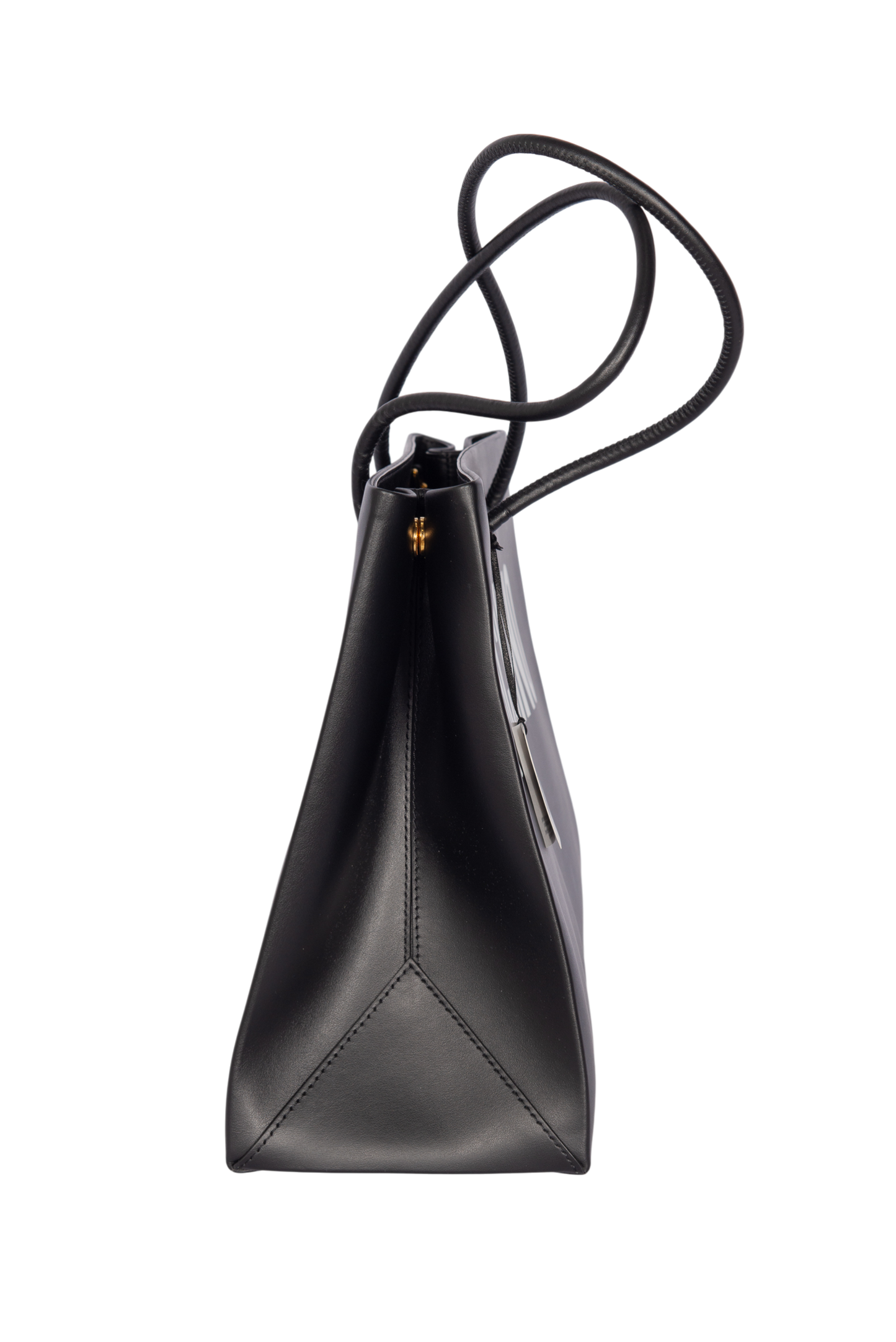 MOSCHINO Black Leather Logo Tote Bag Medium