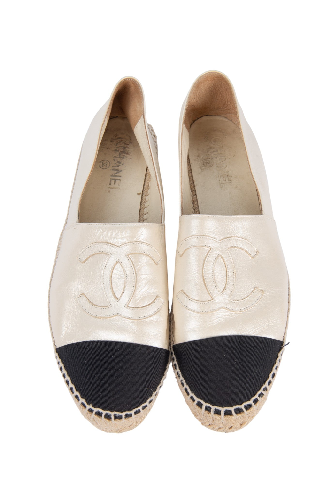 CHANEL Leather CC Espadrilles Size 42