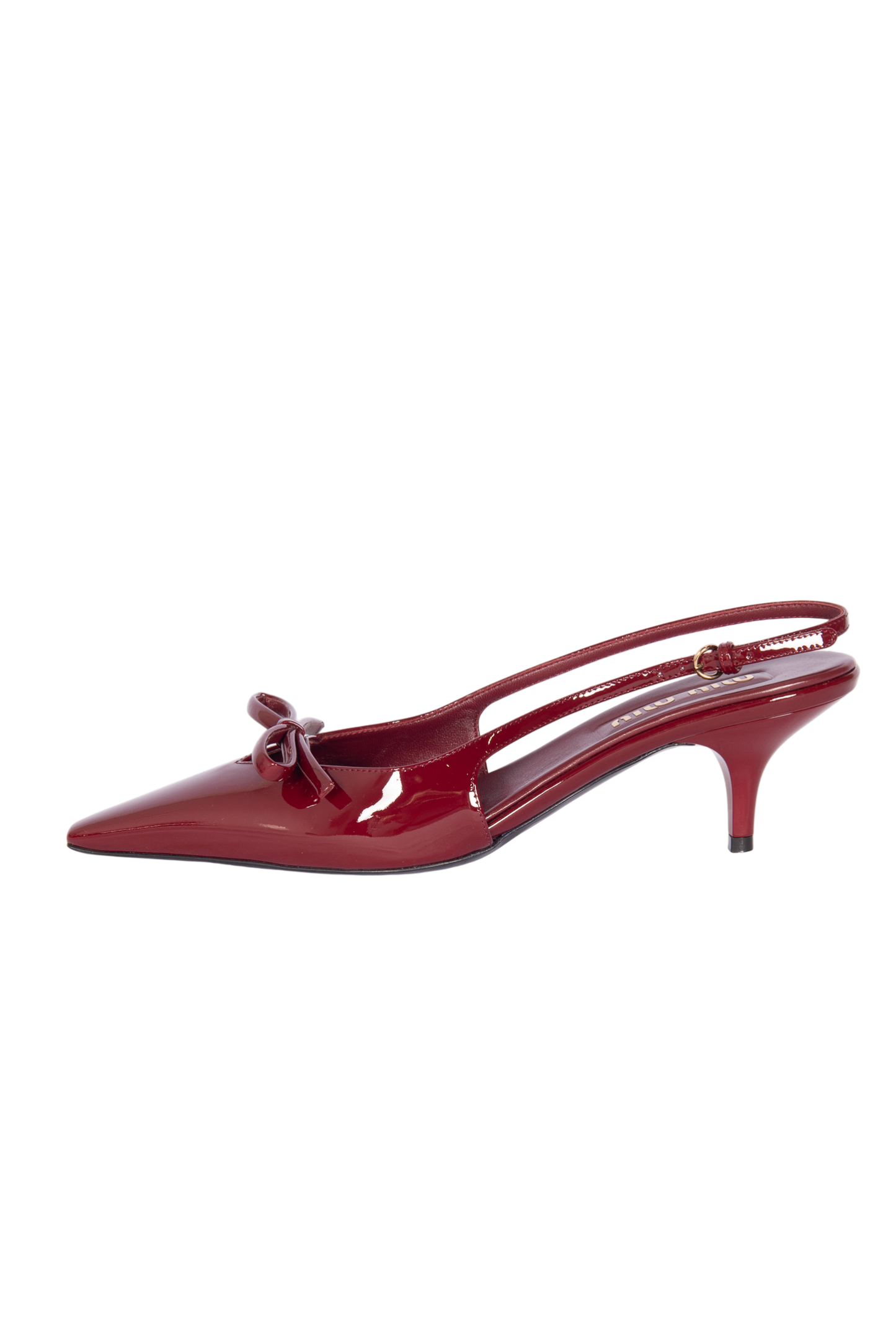 MIU MIU Burgundy Leather Slingback Pumps with Bow Detail Size 39