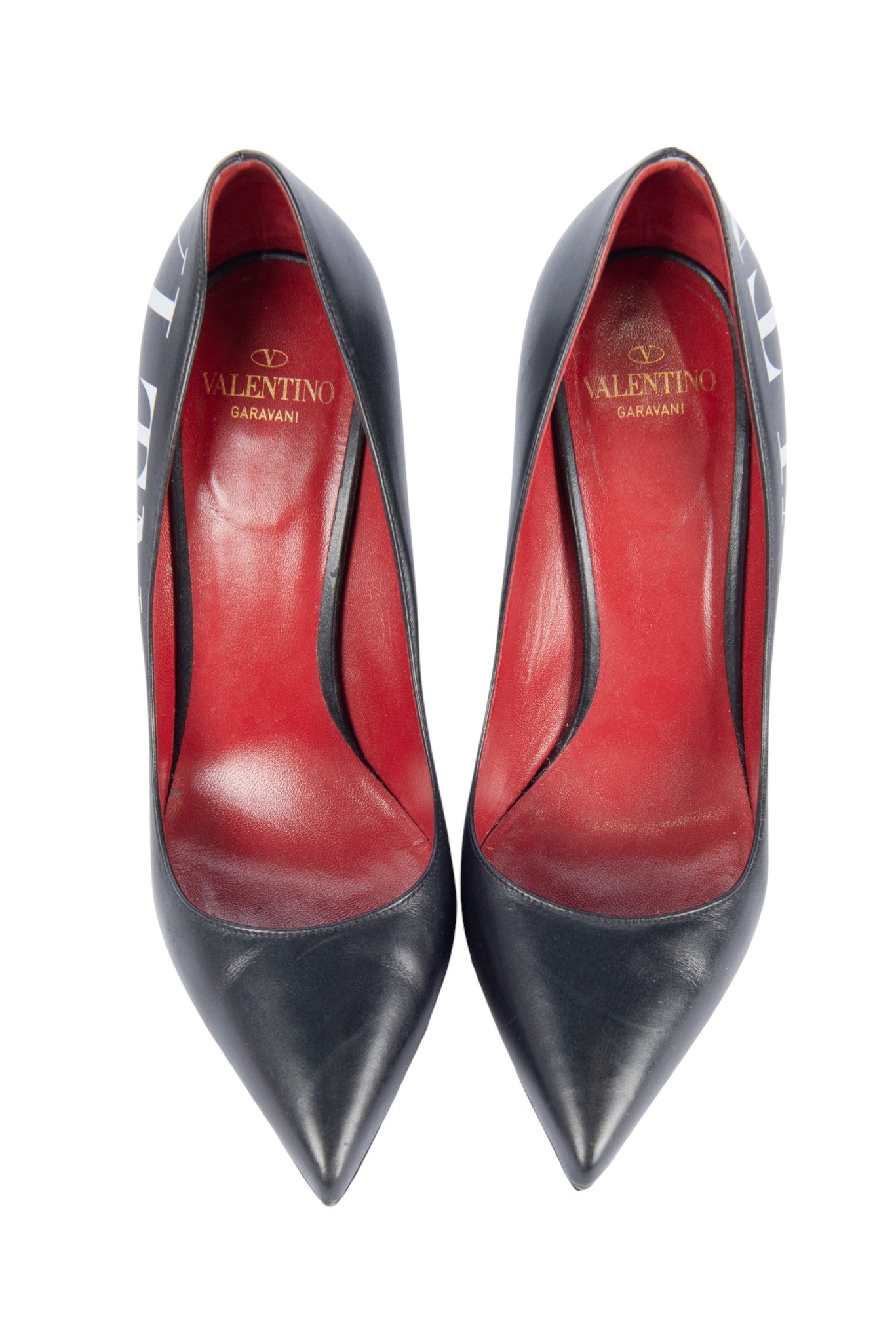 VALENTINO Black Leather Pointed Heels Size 37