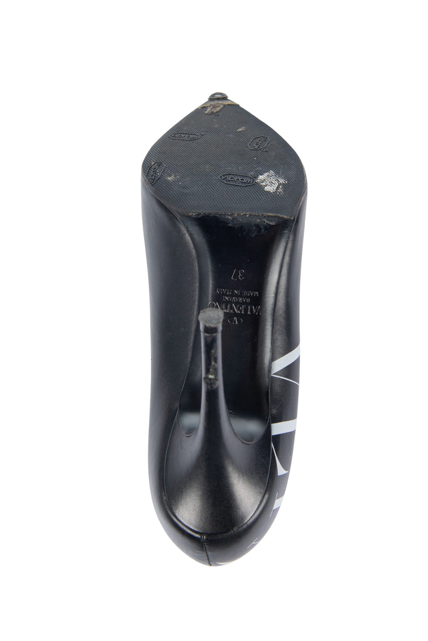 VALENTINO Black Leather Pointed Heels Size 37