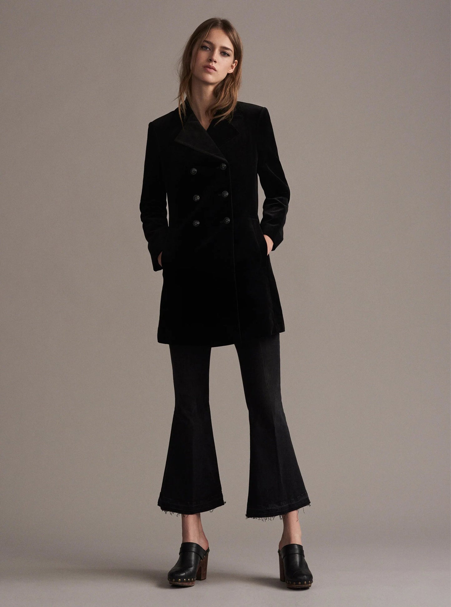 FRAME Black Velvet Double Breasted Blazer Jacket Size 0