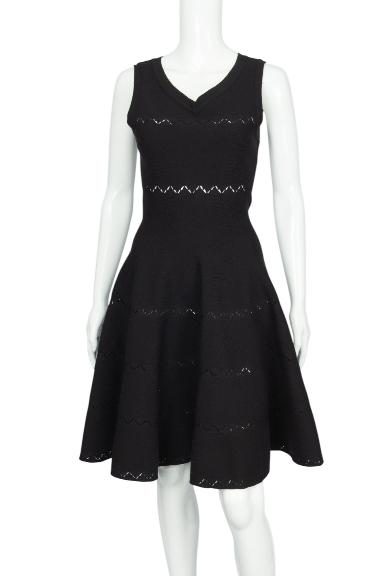 ALAIA Black Wool Knit Cut-Out Mini Dress Size 40 US 8