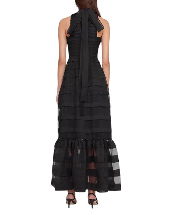 STAUD Black Spiral Maxi Dress Gown Size 16