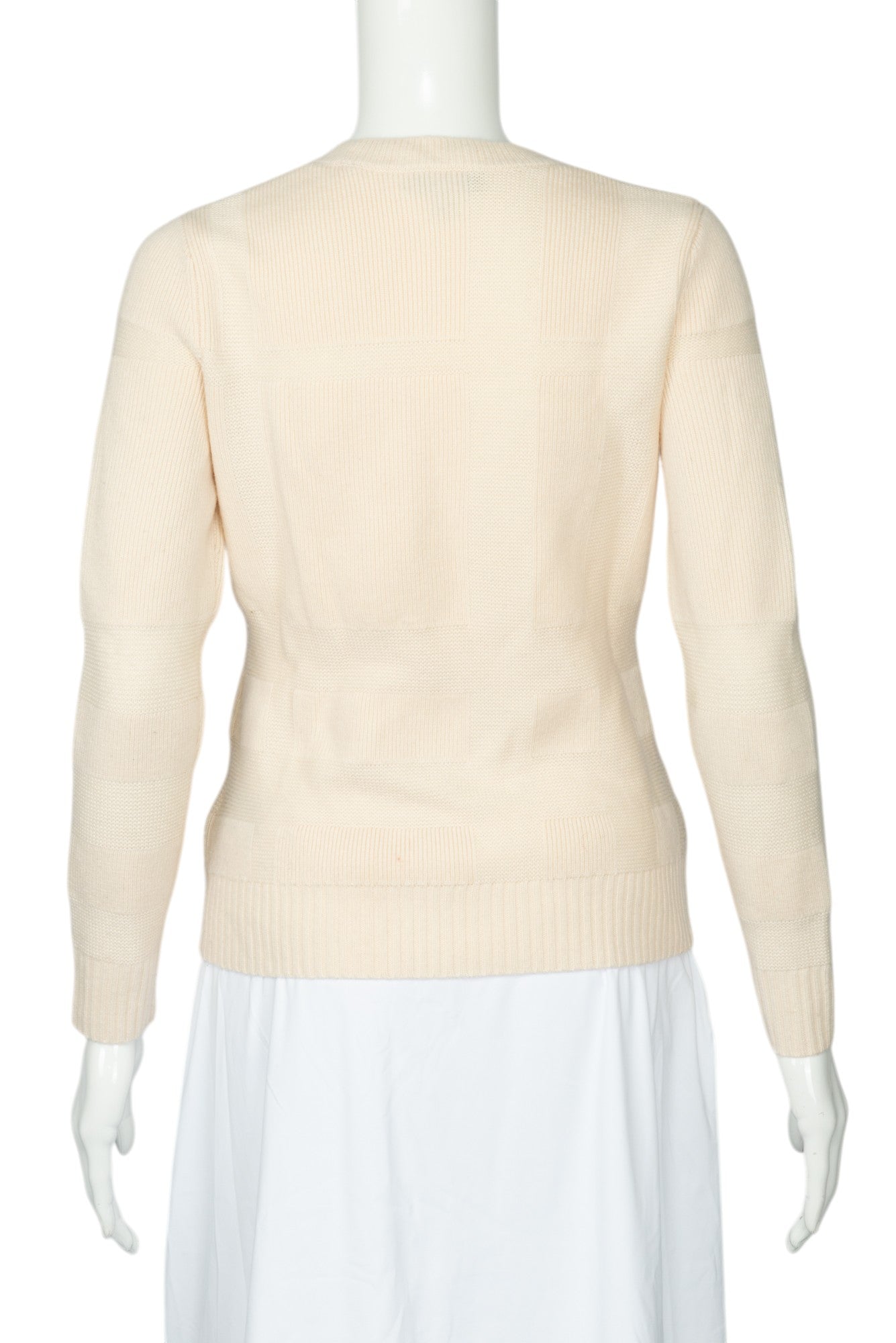 BURBERRY Ivory Cream Wool Blend Knit Crewneck Sweater Size XS