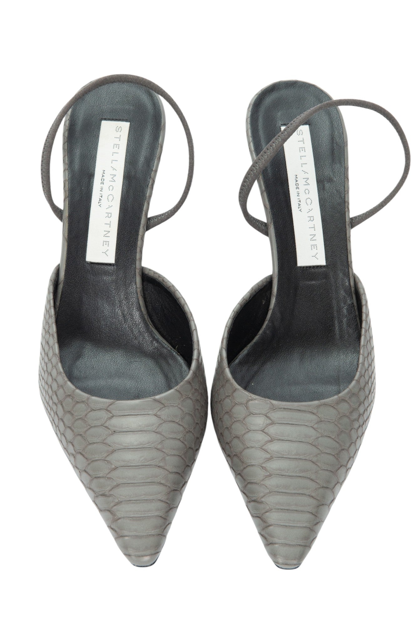 STELLA MCCARTNEY Gray Leather Python Embossed Heels Size 36 US 6