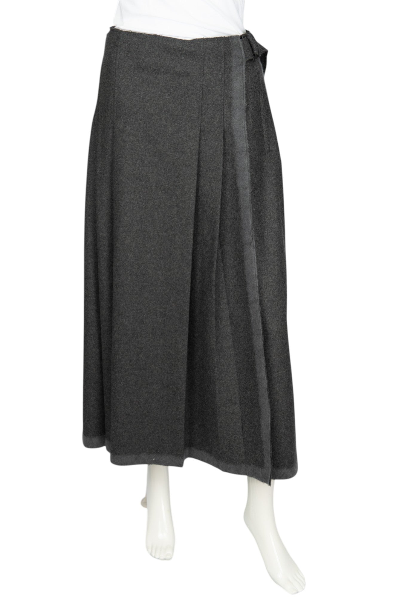 ALBERTA FERRETTI Gray Wool Pleated Midi Skirt IT 48 US 12