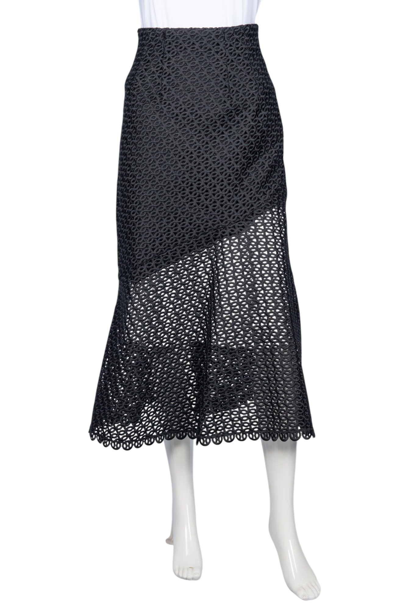 DOROTHEE SCHUMACHER Black Lace Midi Skirt Size M