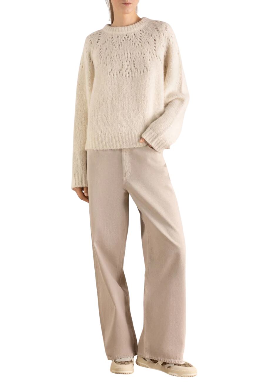 CELINE Beige Alpaca Knit Sweater Size L